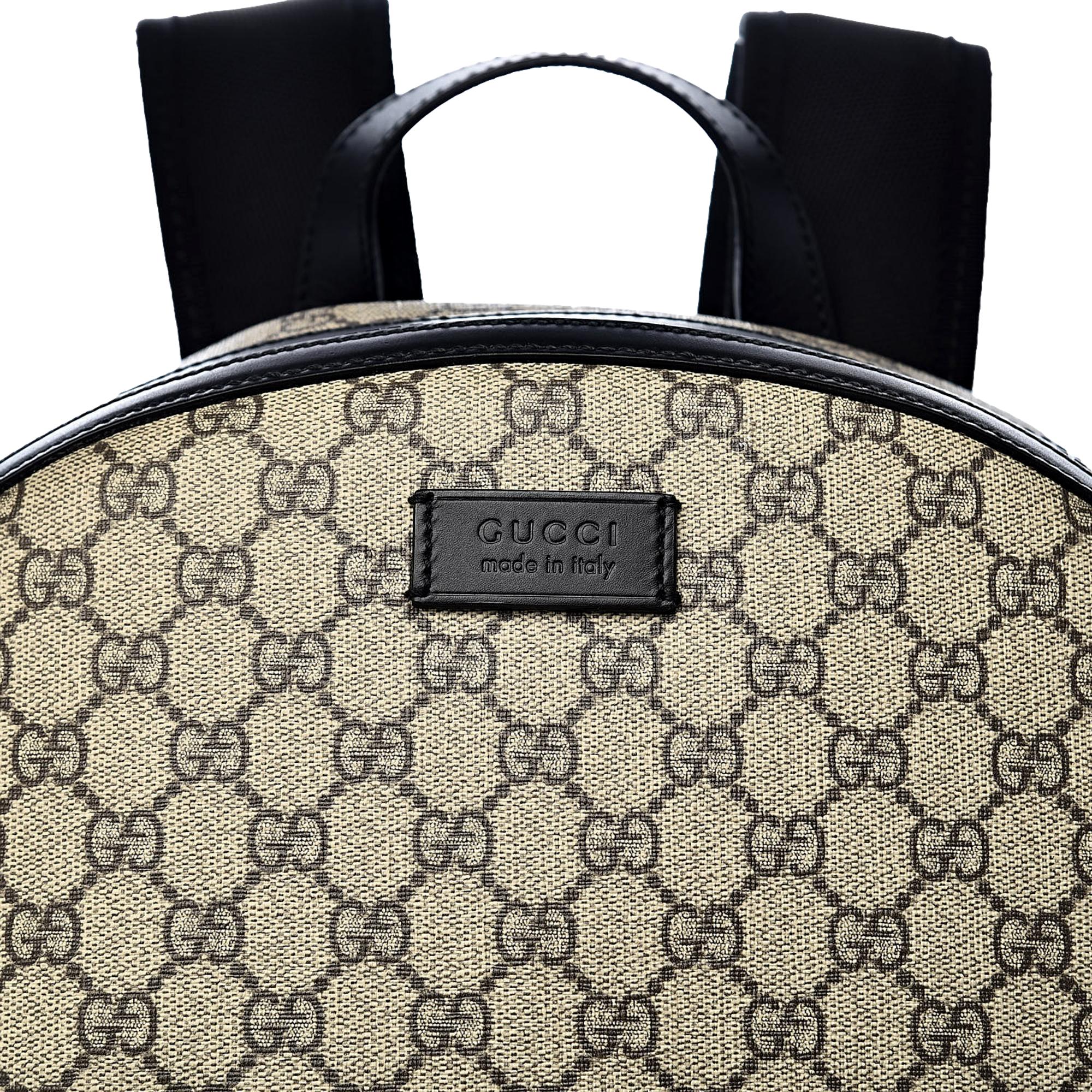 Gucci GG Supreme Canvas and Black Trim Backpack