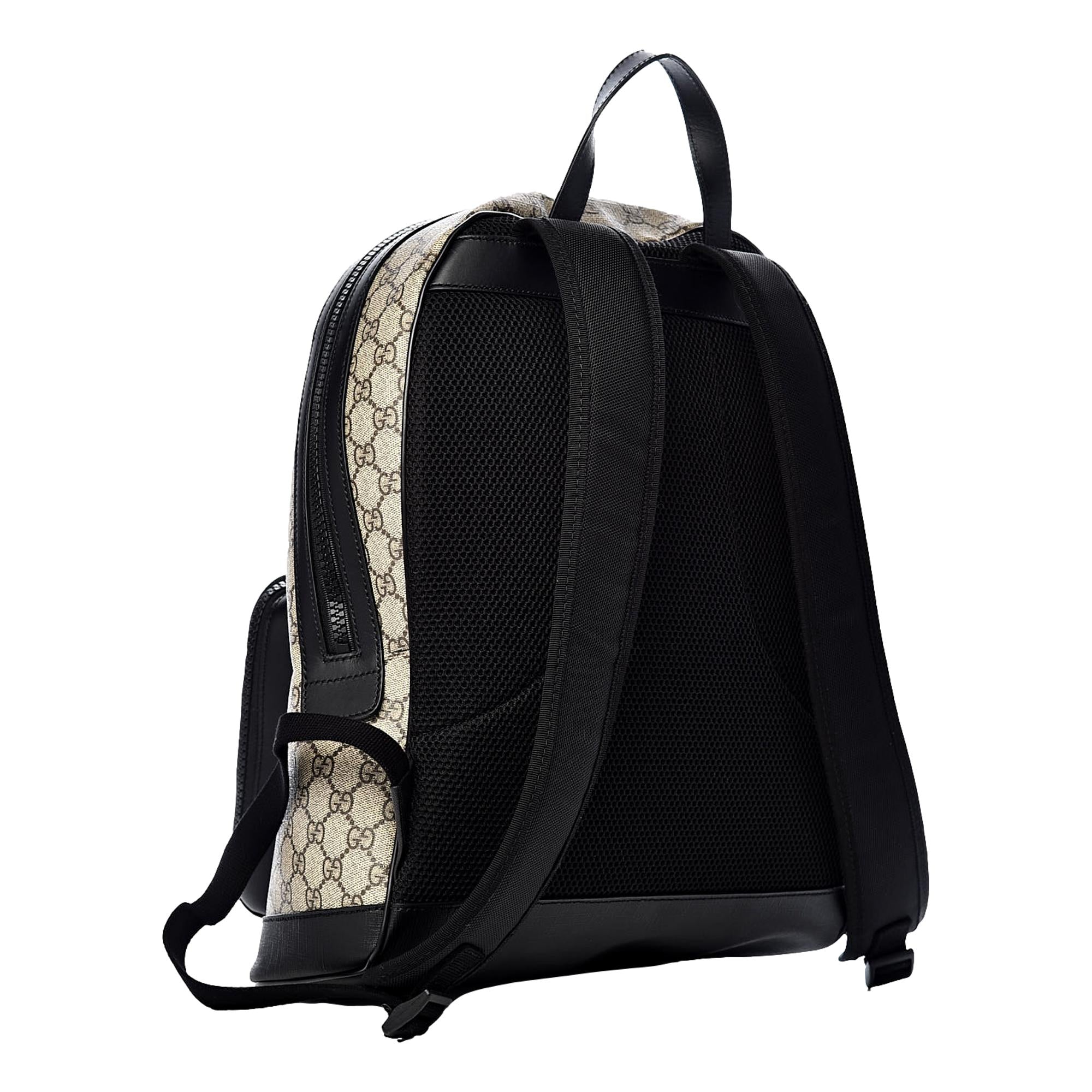 Gucci GG Supreme Canvas and Black Trim Backpack