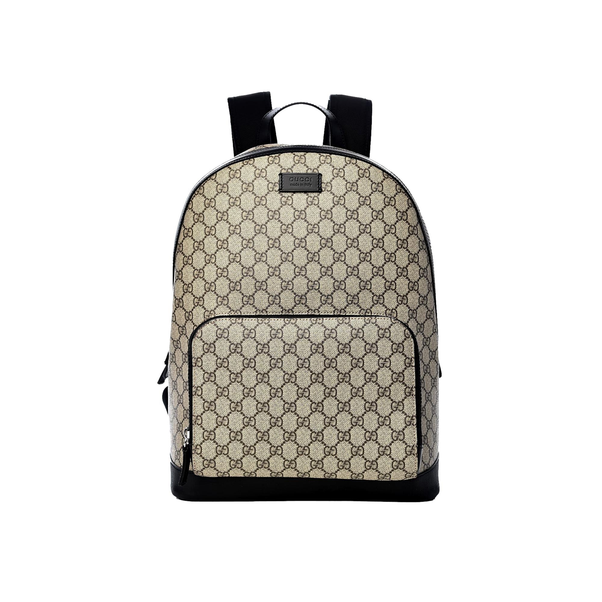 Gucci GG Supreme Canvas and Black Trim Backpack