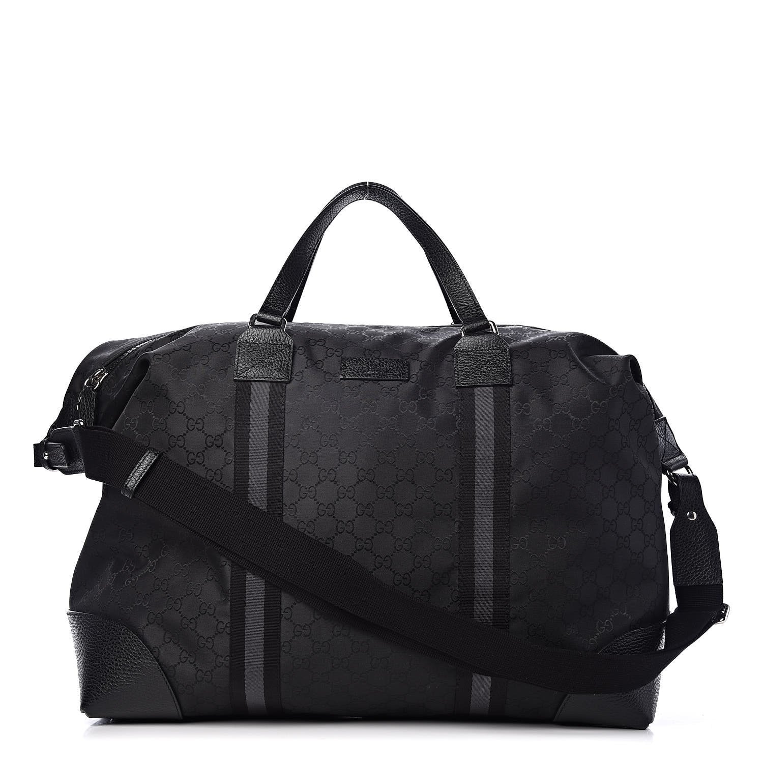 Gucci GG Web Nylon Monogram XL Duffle Bag Black