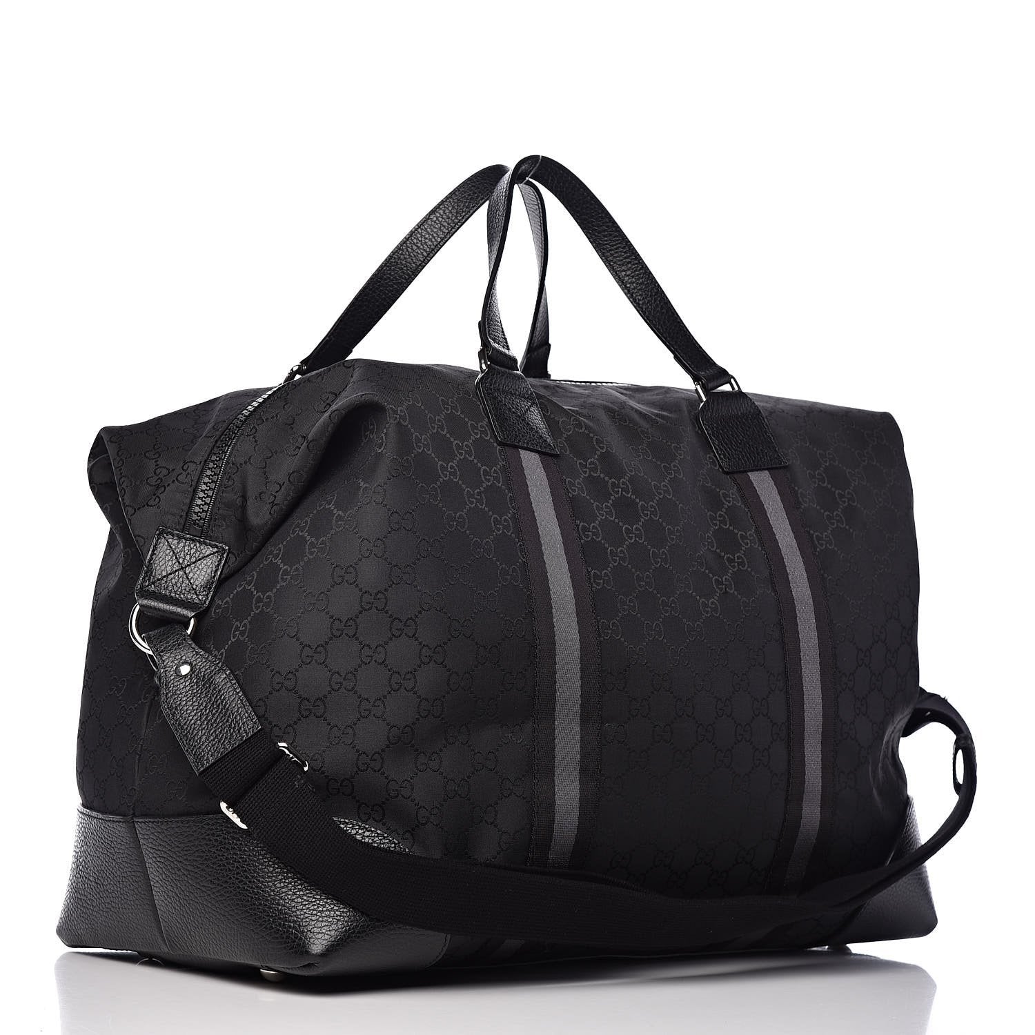 Gucci GG Web Nylon Monogram XL Duffle Bag Black