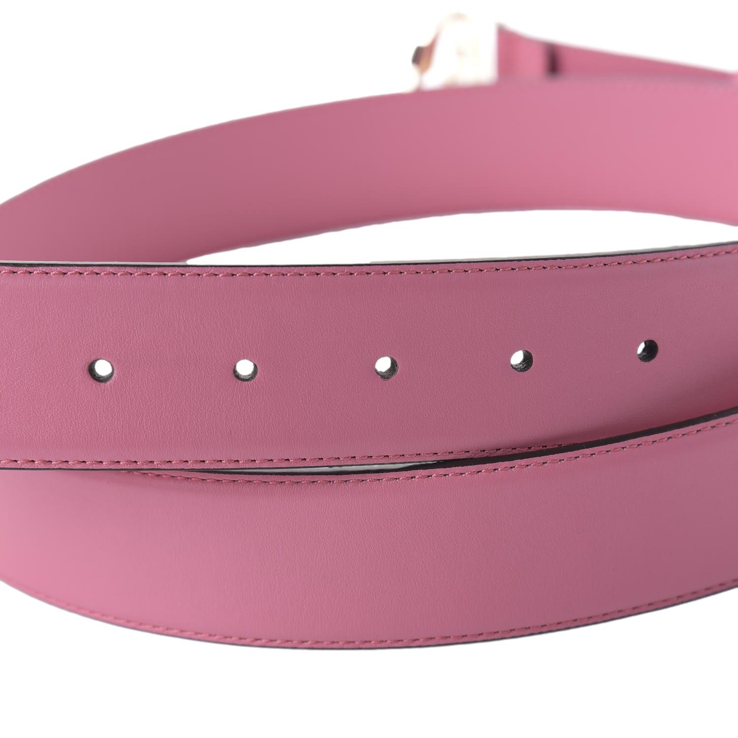 Gucci Glossy Pink Leather Interlocking GG Buckle 90/36 Belt