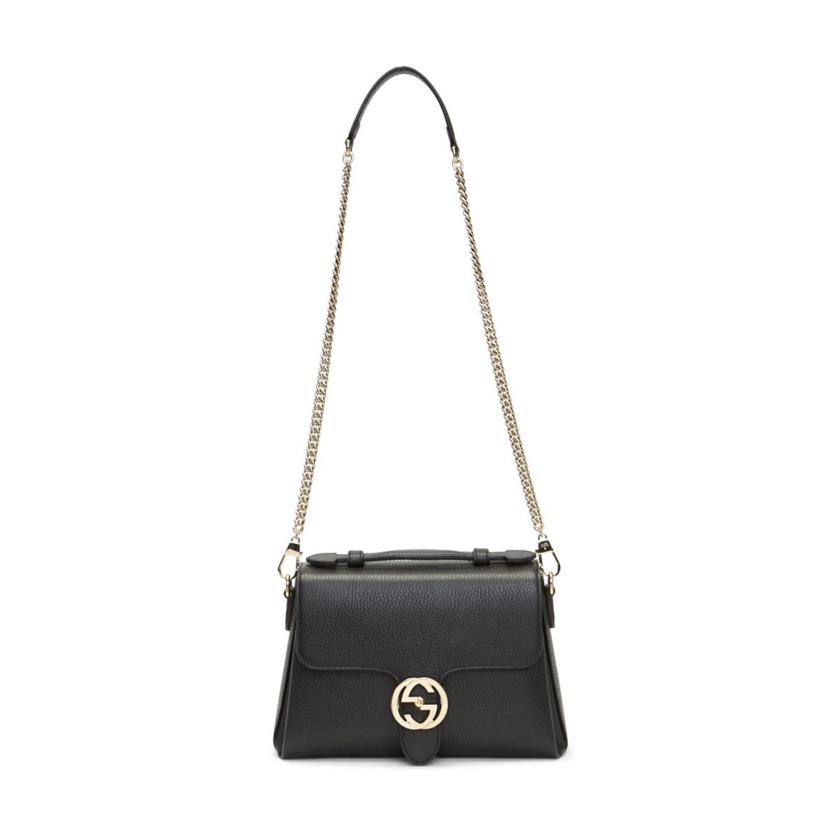 Gucci Interlocking G Black Leather Chain Shoulder Bag