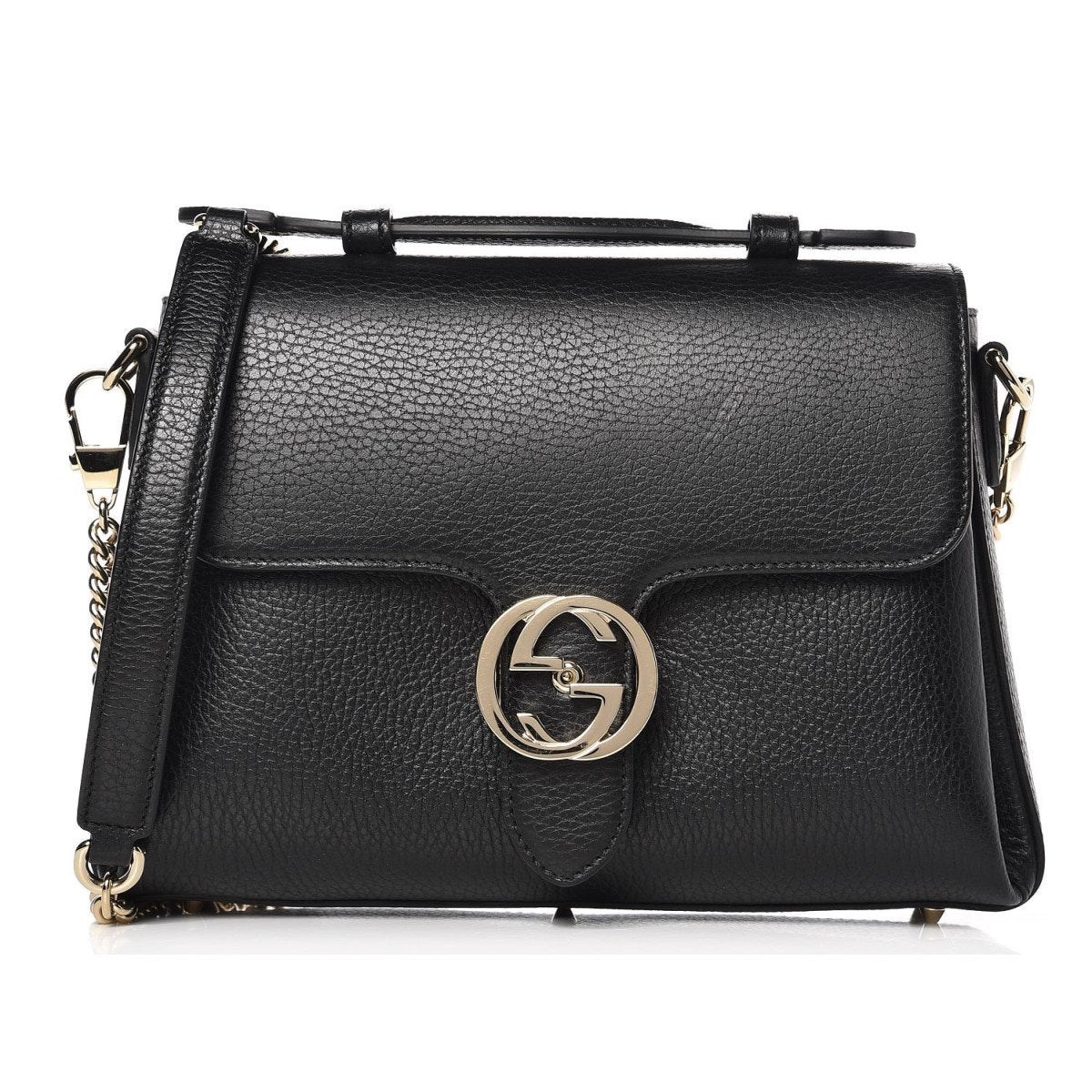 Gucci Interlocking G Black Leather Chain Shoulder Bag