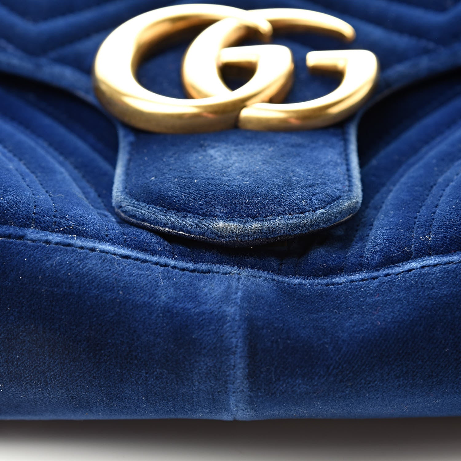 Gucci Marmont Cobalt Blue Velvet Matelasse Shoulder Bag