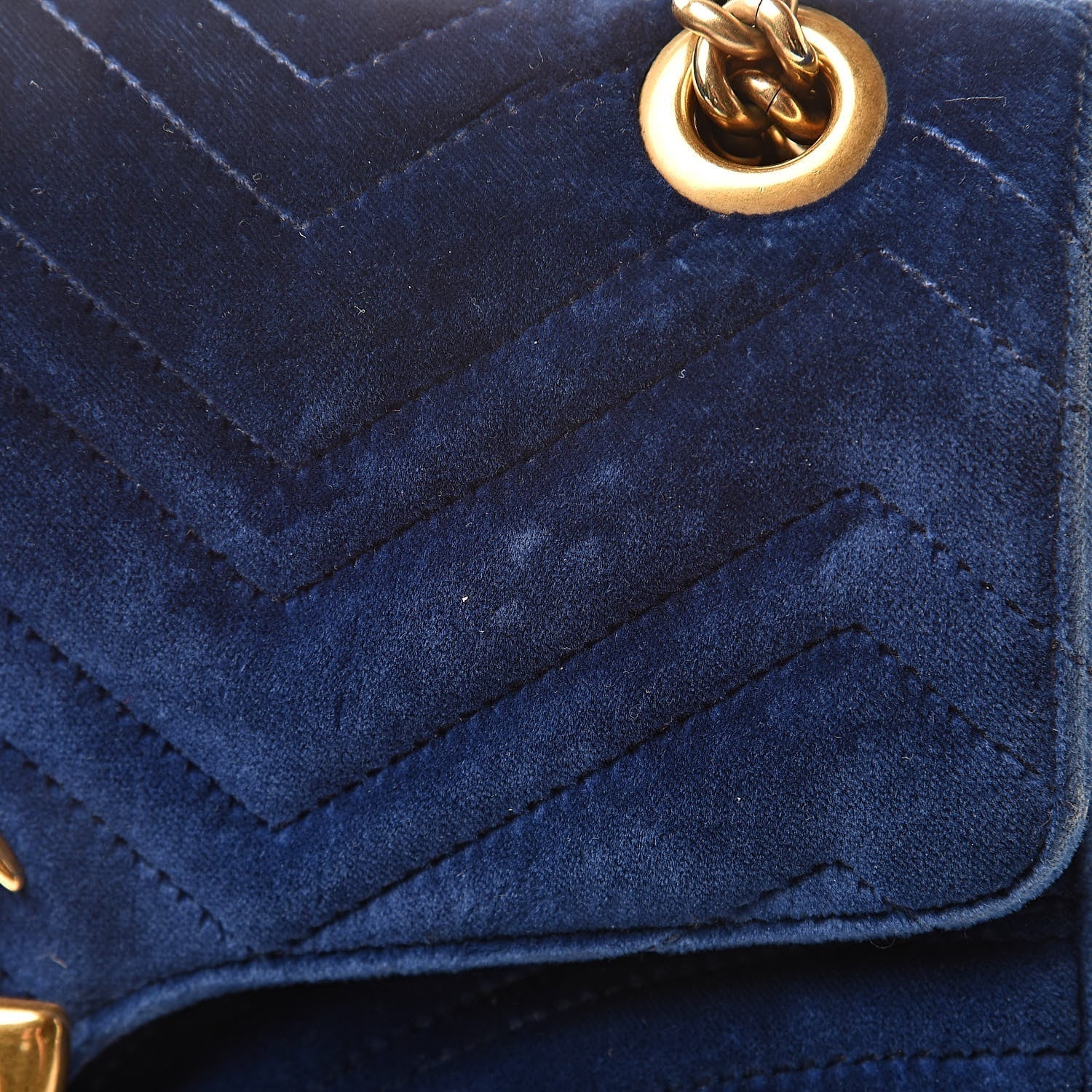 Gucci Marmont Cobalt Blue Velvet Matelasse Shoulder Bag