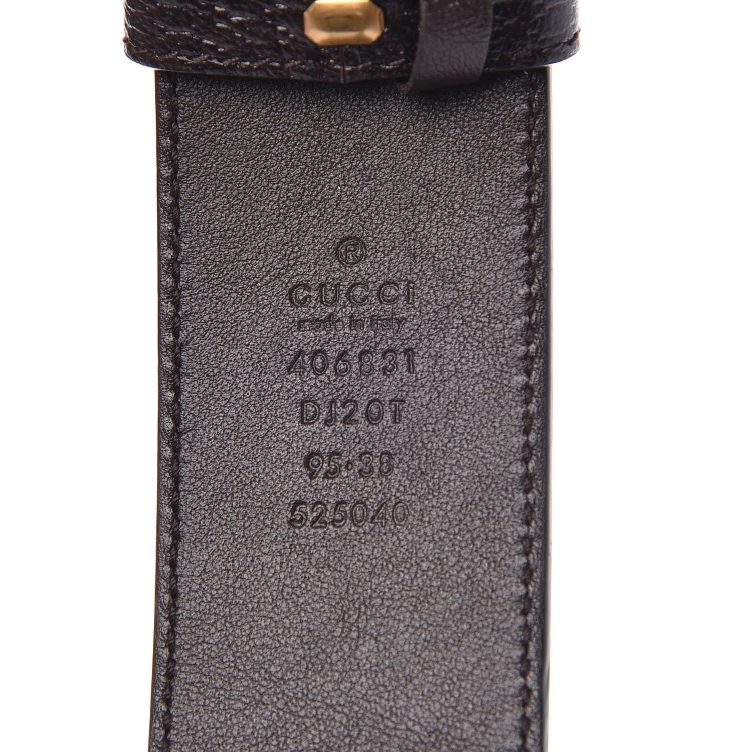 Gucci Marmont GG Cocoa Brown Textured Leather Belt 95/38