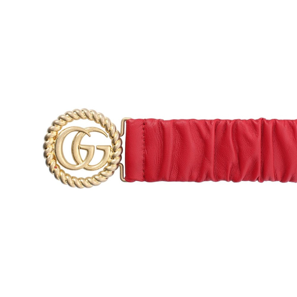 Gucci Marmont GG Red Leather Stretch Belt Size 95/38