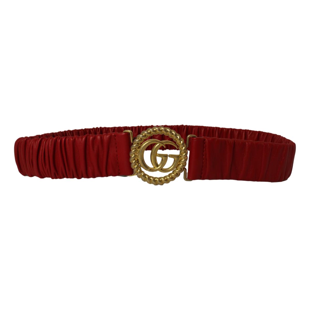 Gucci Marmont GG Red Leather Stretch Belt Size 95/38