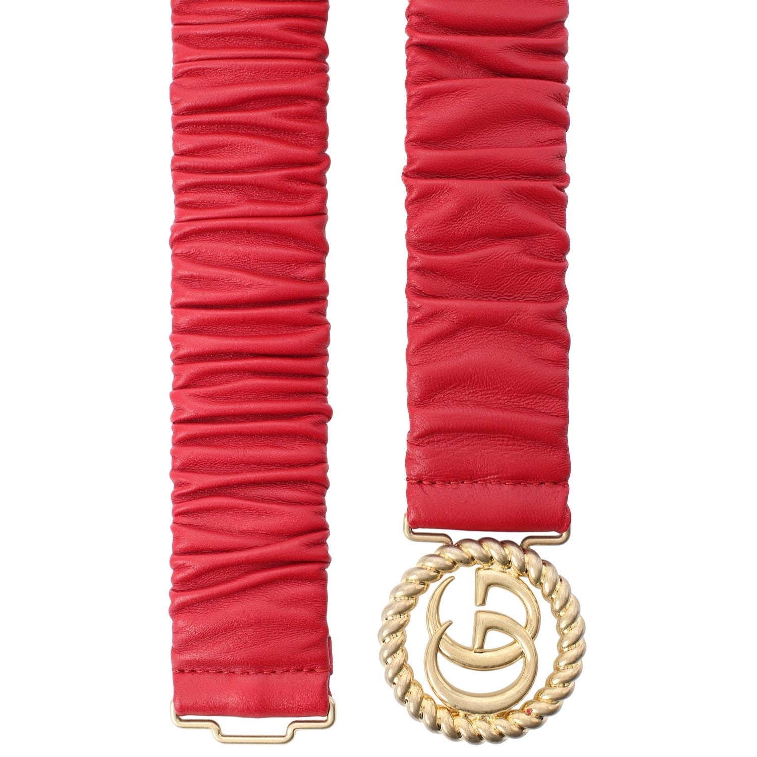 Gucci Marmont GG Red Leather Stretch Belt Size 95/38