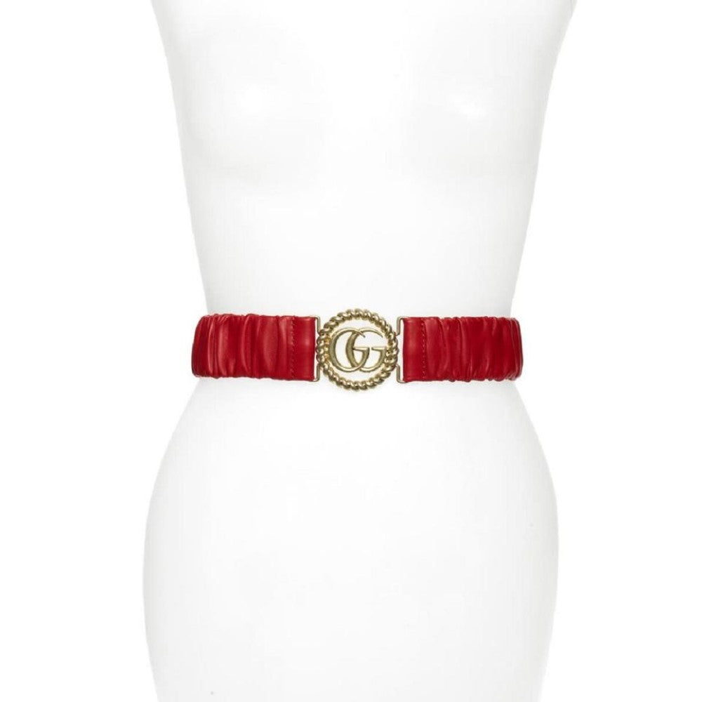 Gucci Marmont GG Red Leather Stretch Belt Size 95/38