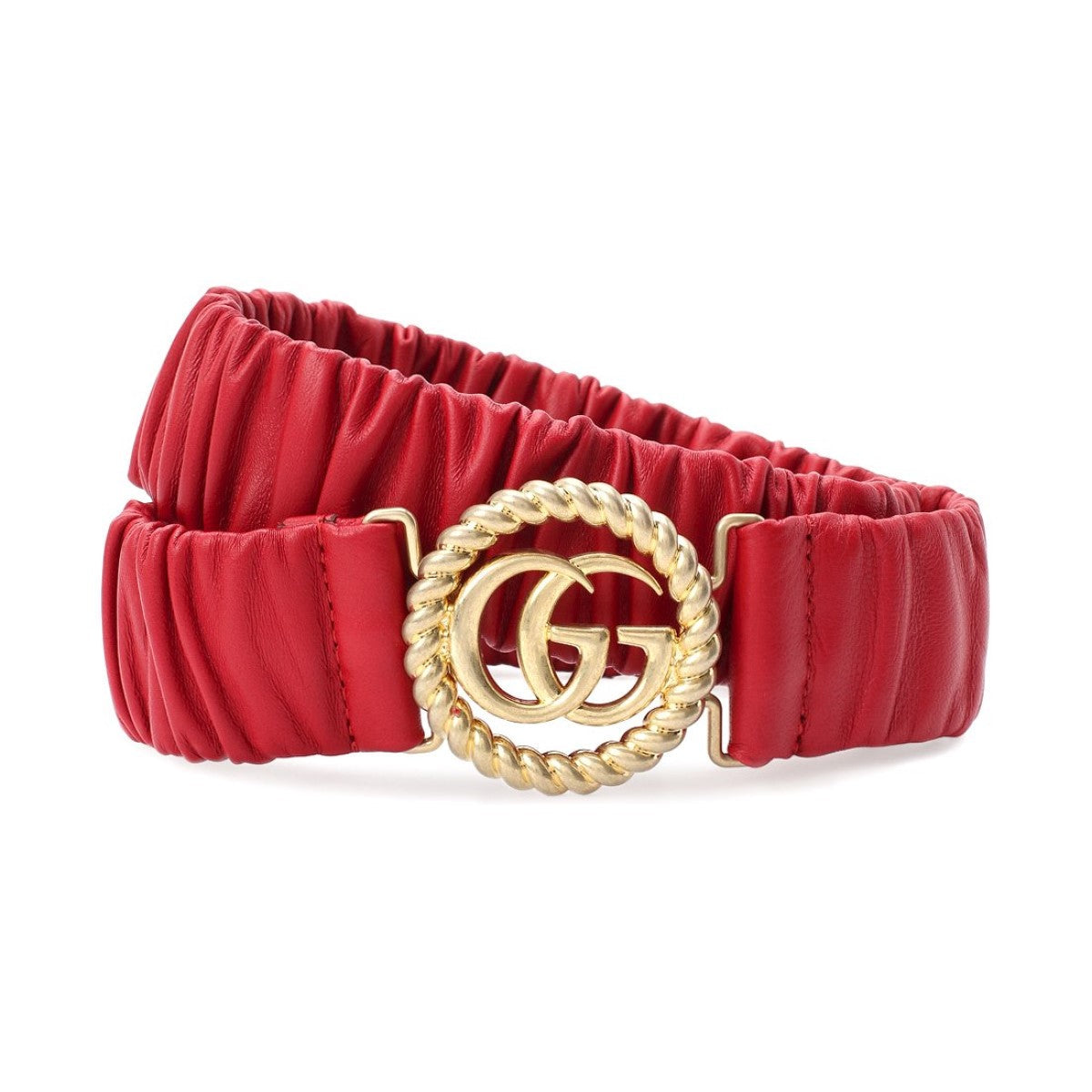 Gucci Marmont GG Red Leather Stretch Belt Size 95/38