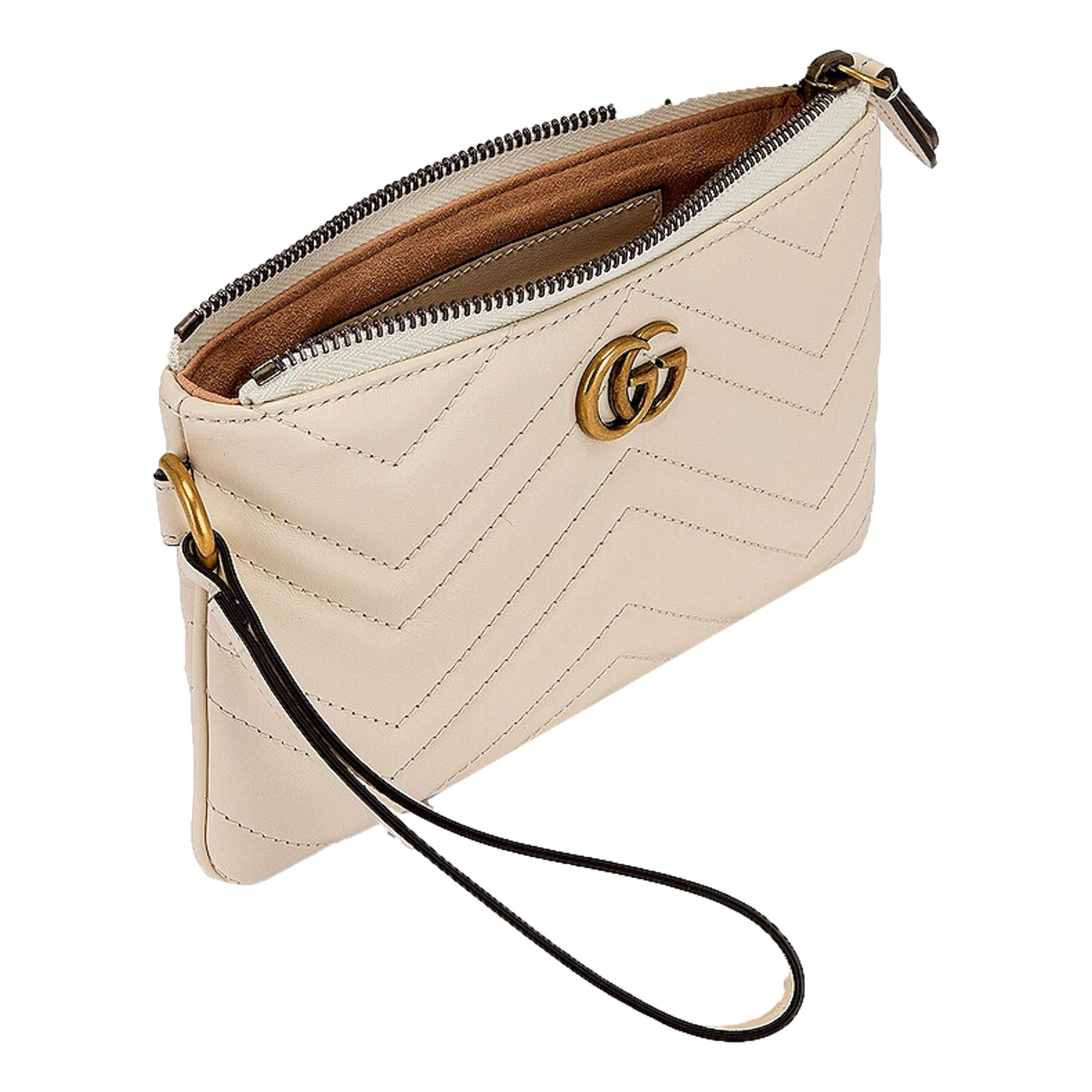 Gucci Marmont Mystic White Wristet Clutch