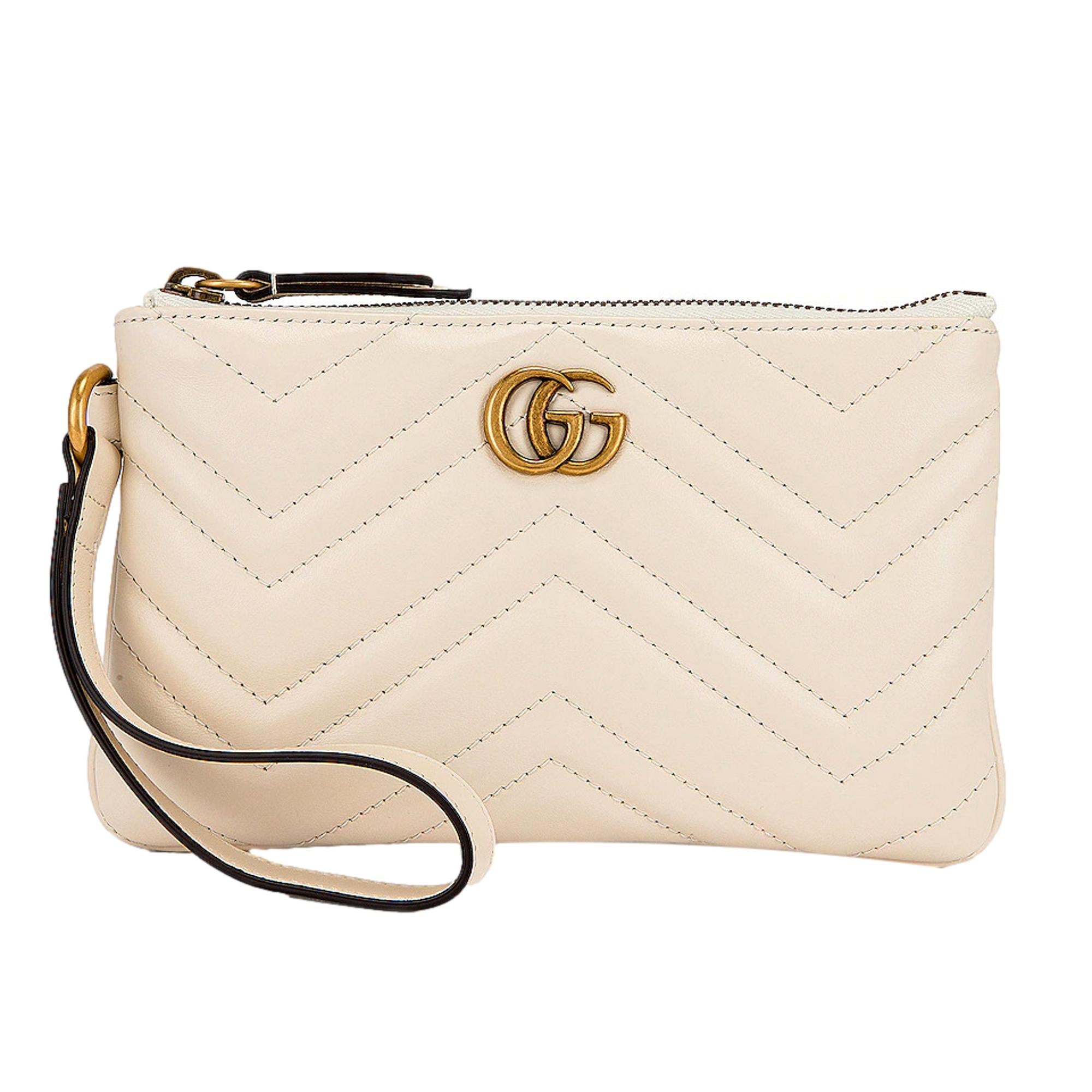 Gucci Marmont Mystic White Wristet Clutch