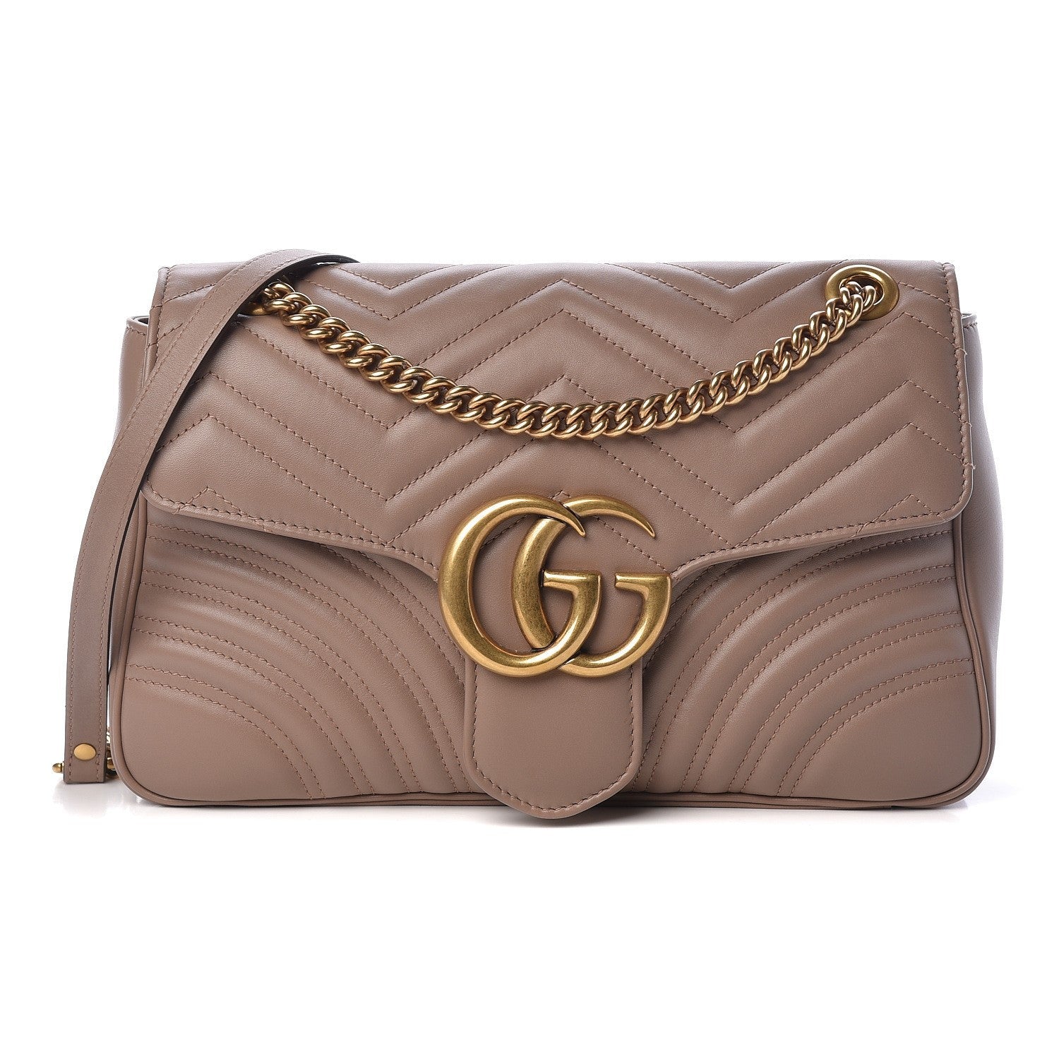 Gucci Marmont Porcelain Rose Leather GG Matelasse Shoulder Bag