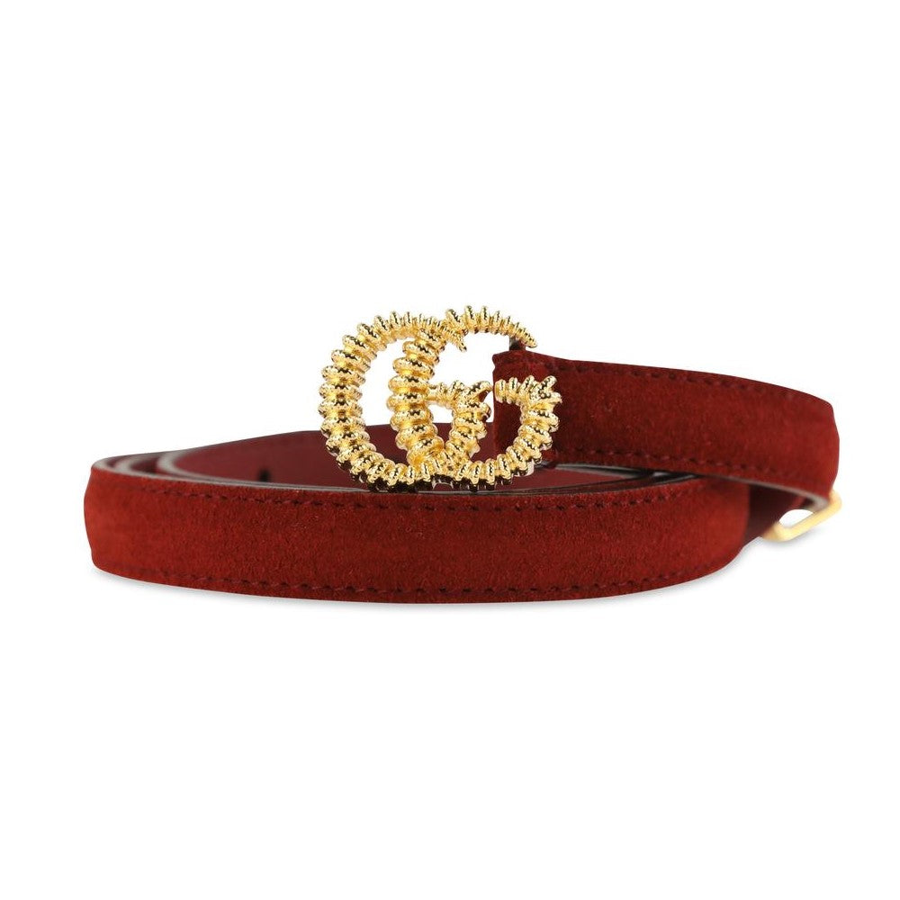 Gucci Marmont Red Suede Torchon GG Buckle Belt Size 95/38