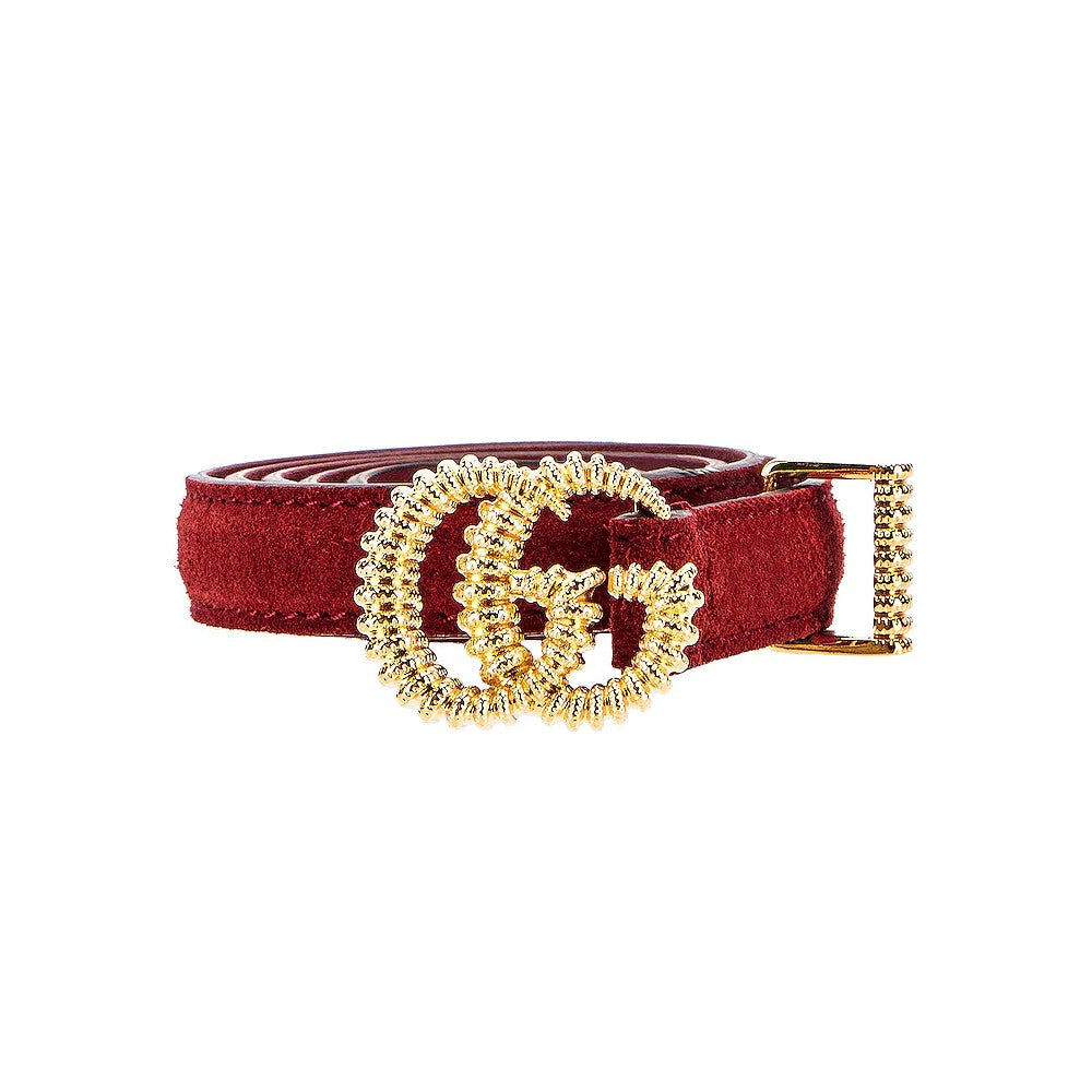 Gucci Marmont Red Suede Torchon GG Buckle Belt Size 95/38