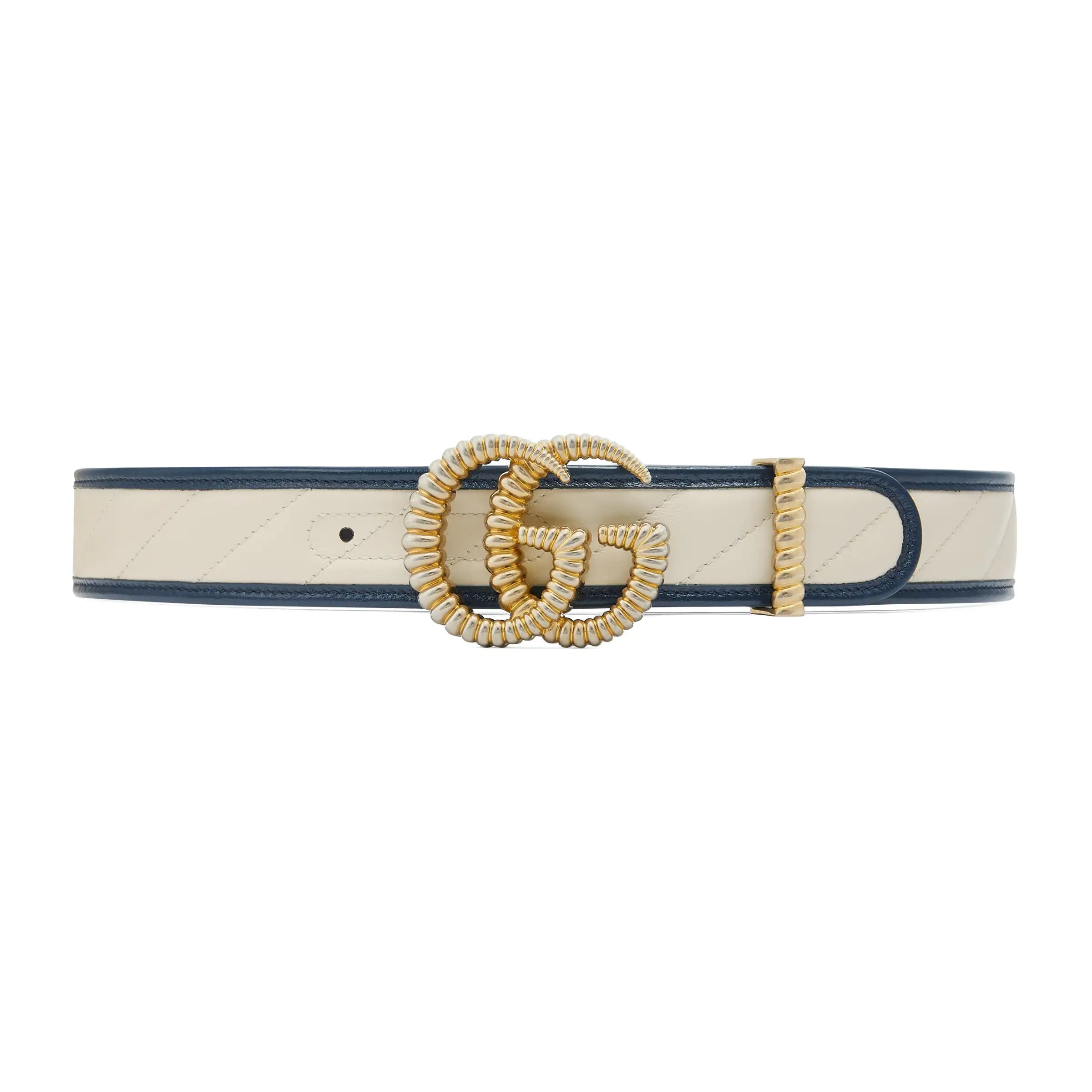 Gucci Marmont Torchon GG White Leather Belt Size 90/36