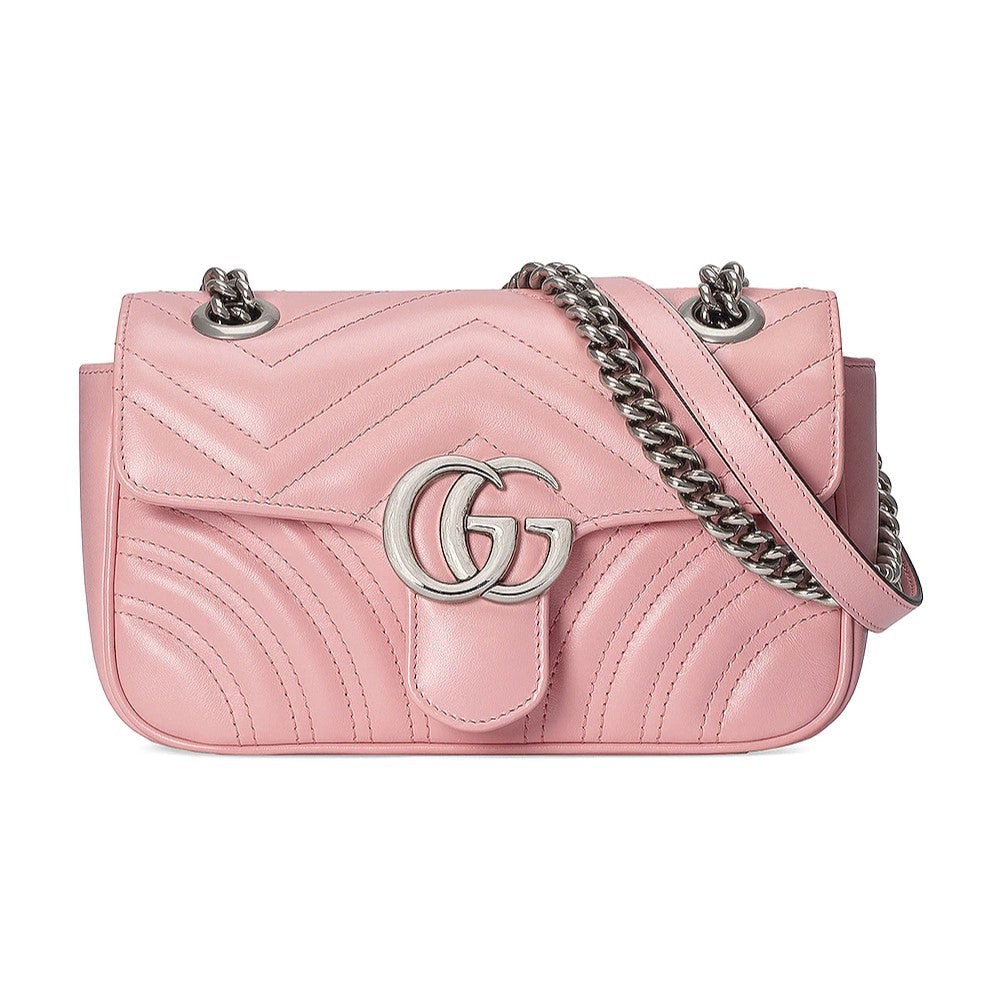 Gucci Marmont Wild Rose Leather Matelasse Mini Shoulder Bag