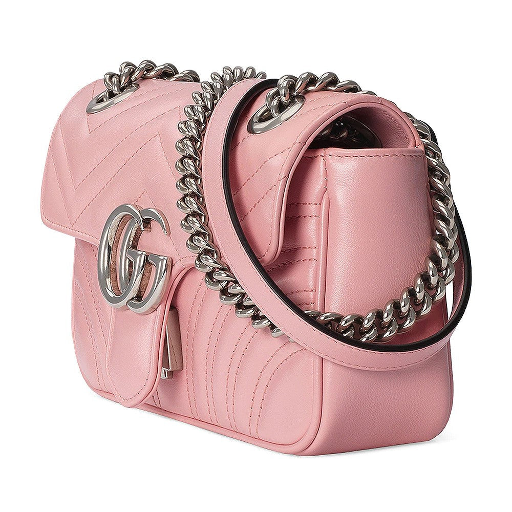 Gucci Marmont Wild Rose Leather Matelasse Mini Shoulder Bag