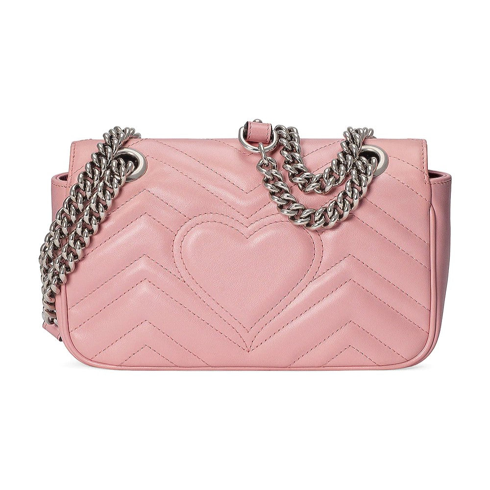 Gucci Marmont Wild Rose Leather Matelasse Mini Shoulder Bag