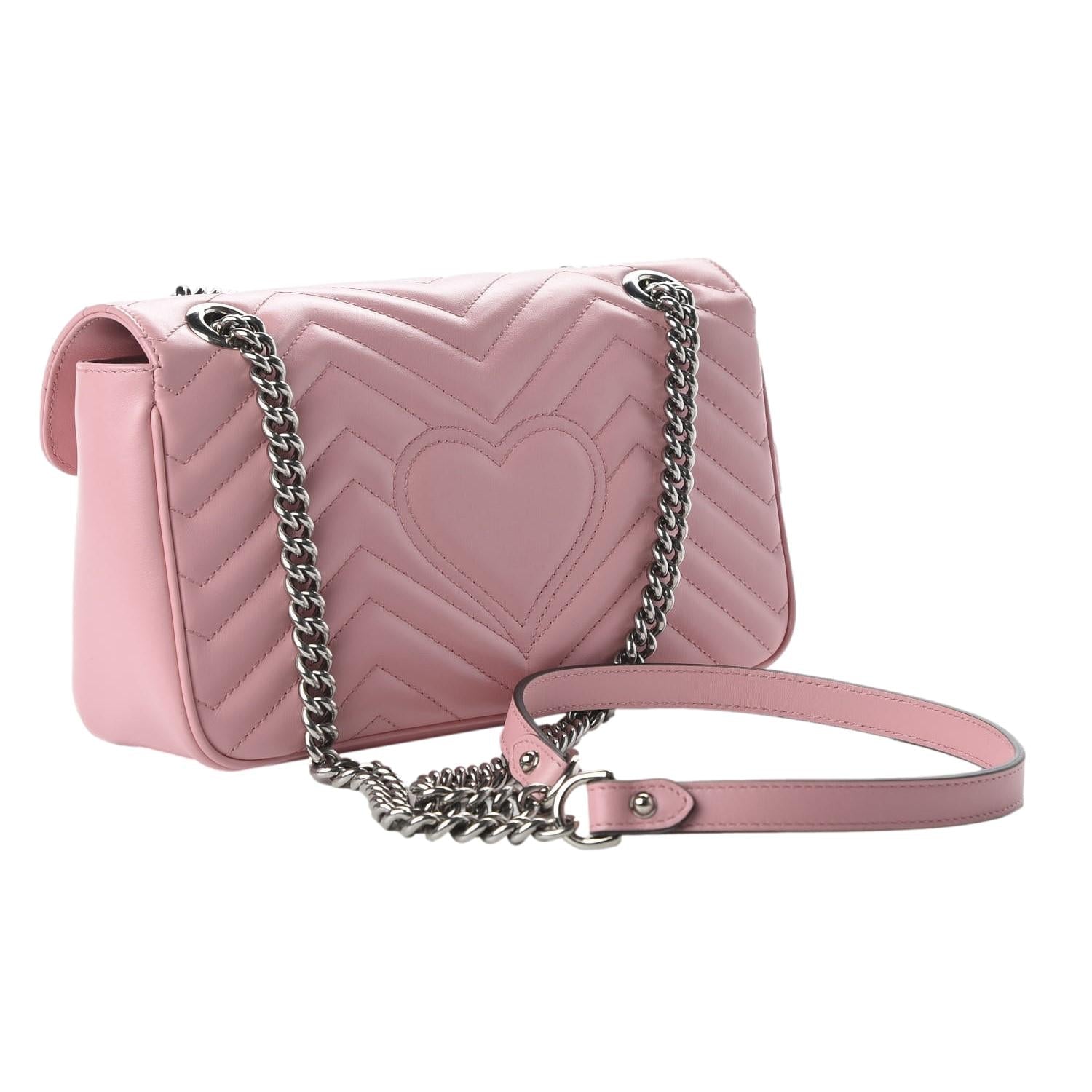 Gucci Marmont Wild Rose Leather Matelasse Mini Shoulder Bag