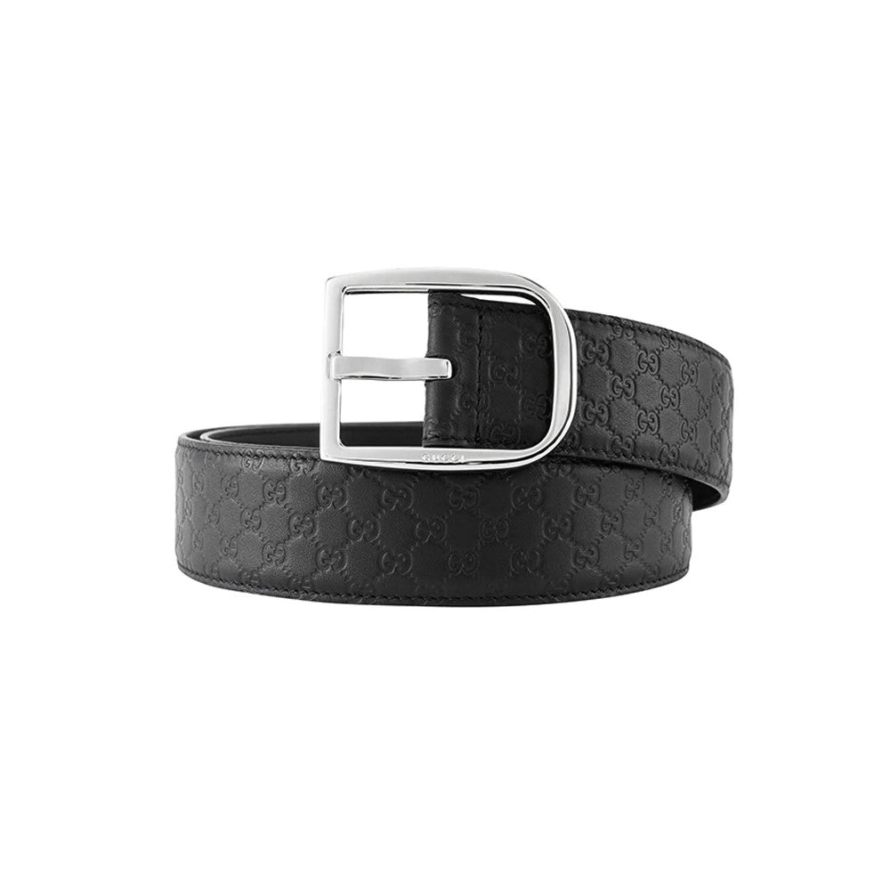 Gucci Men's Microguccissima Black Leather Belt Size 95/38