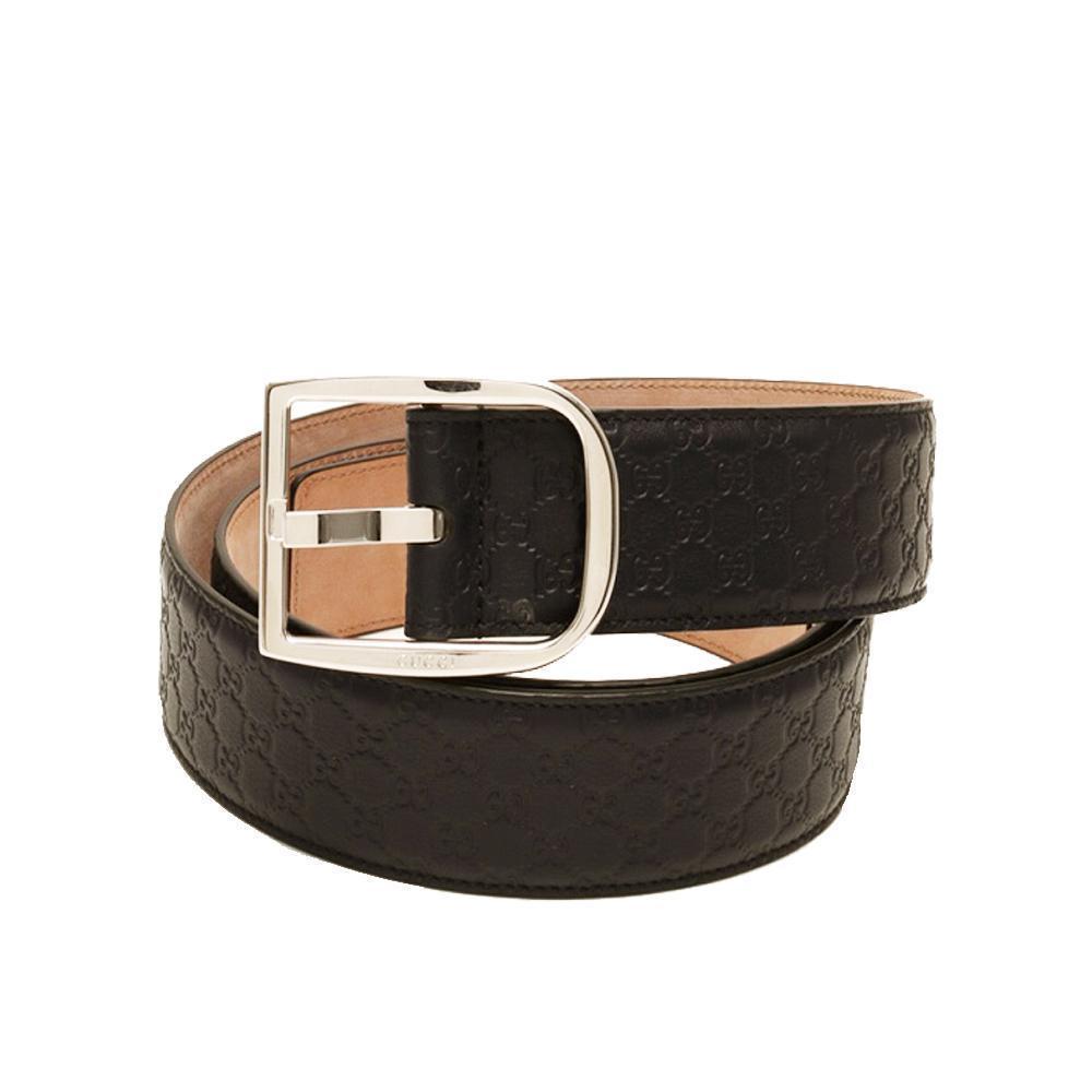 Gucci Men's Microguccissima Dark Brown Leather Belt Size 95/38