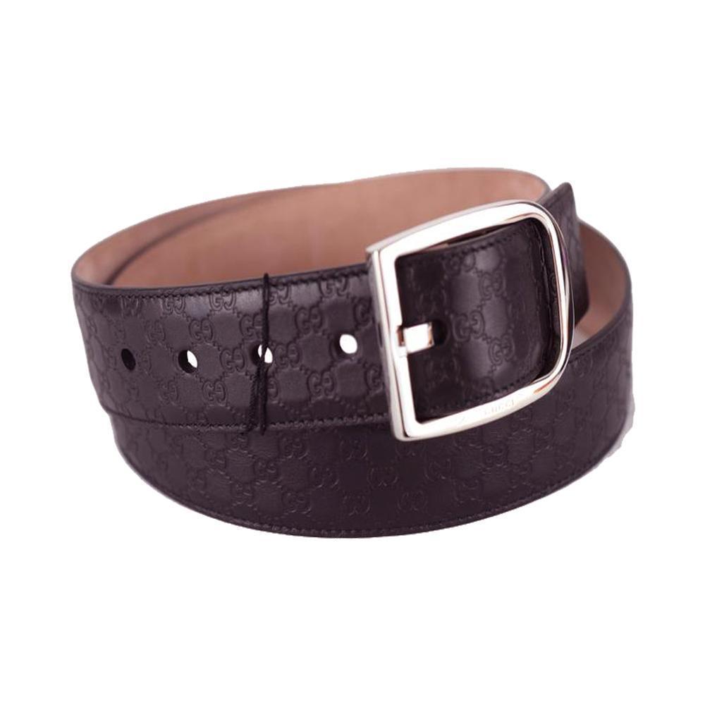 Gucci Men's Microguccissima Dark Brown Leather Belt Size 95/38