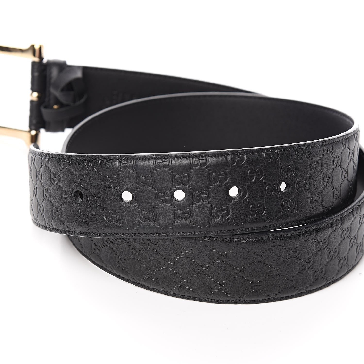 Gucci Microguccissima Black Leather Gold Buckle Belt 95/38