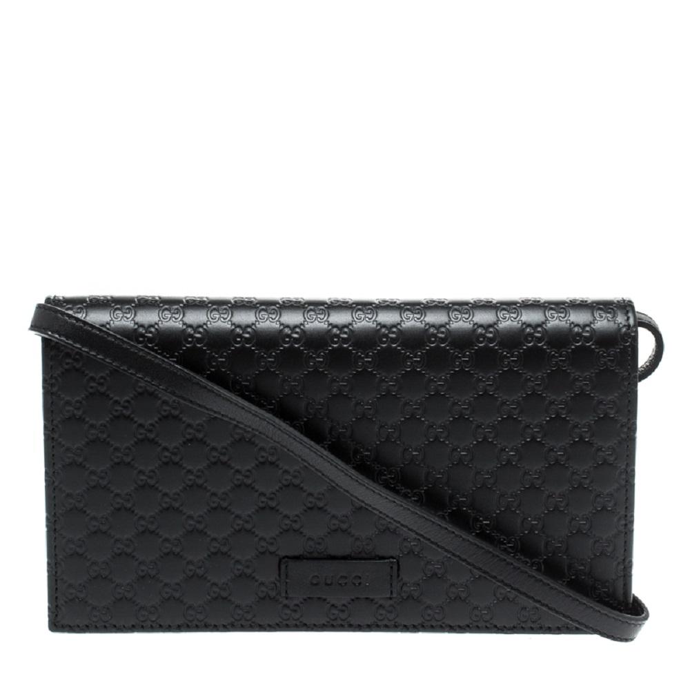 Gucci Microguccissma Black Wallet Crossbody Handbag