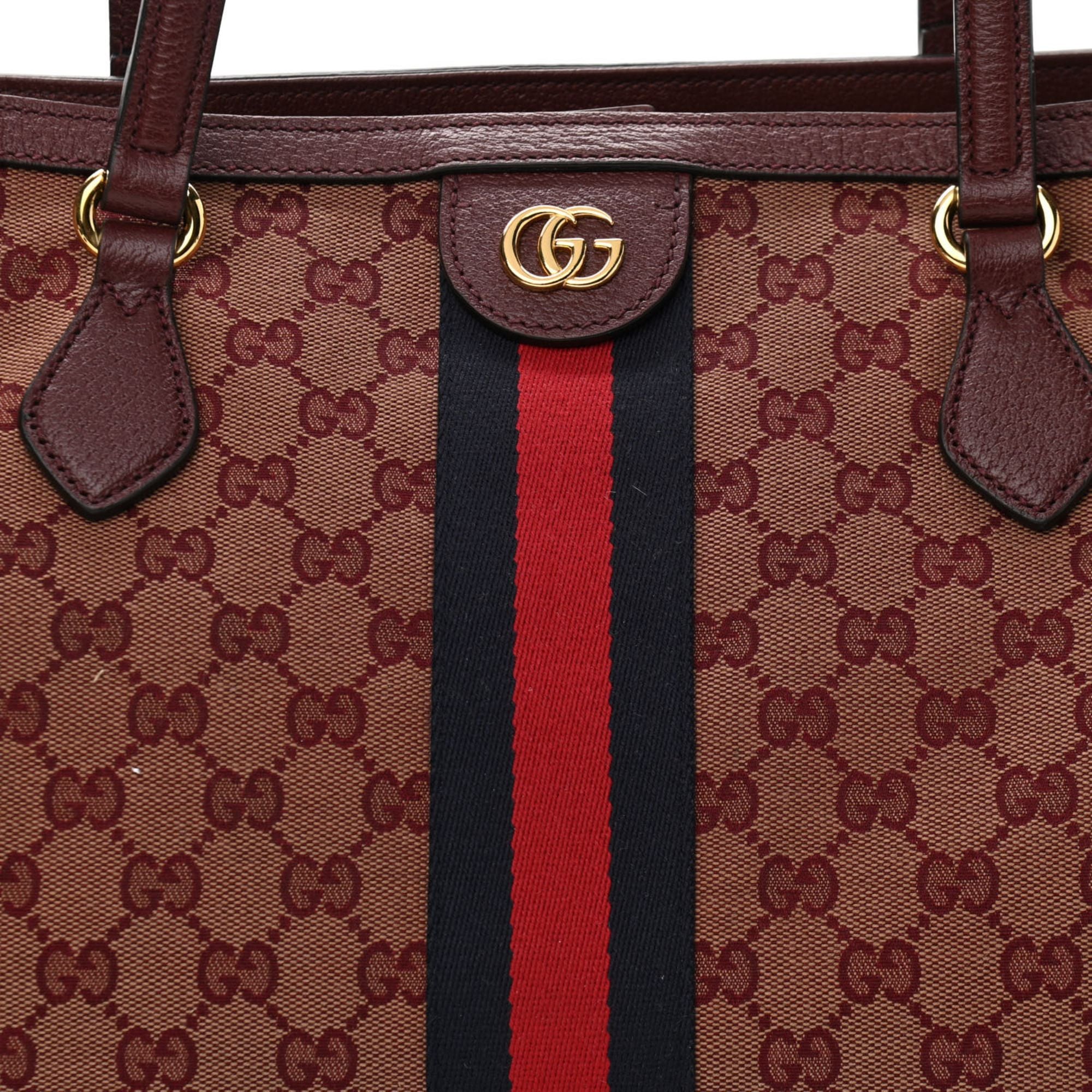 Gucci Monogram Medium Ophidia Shopping Tote Sahara Rubino Burgundy