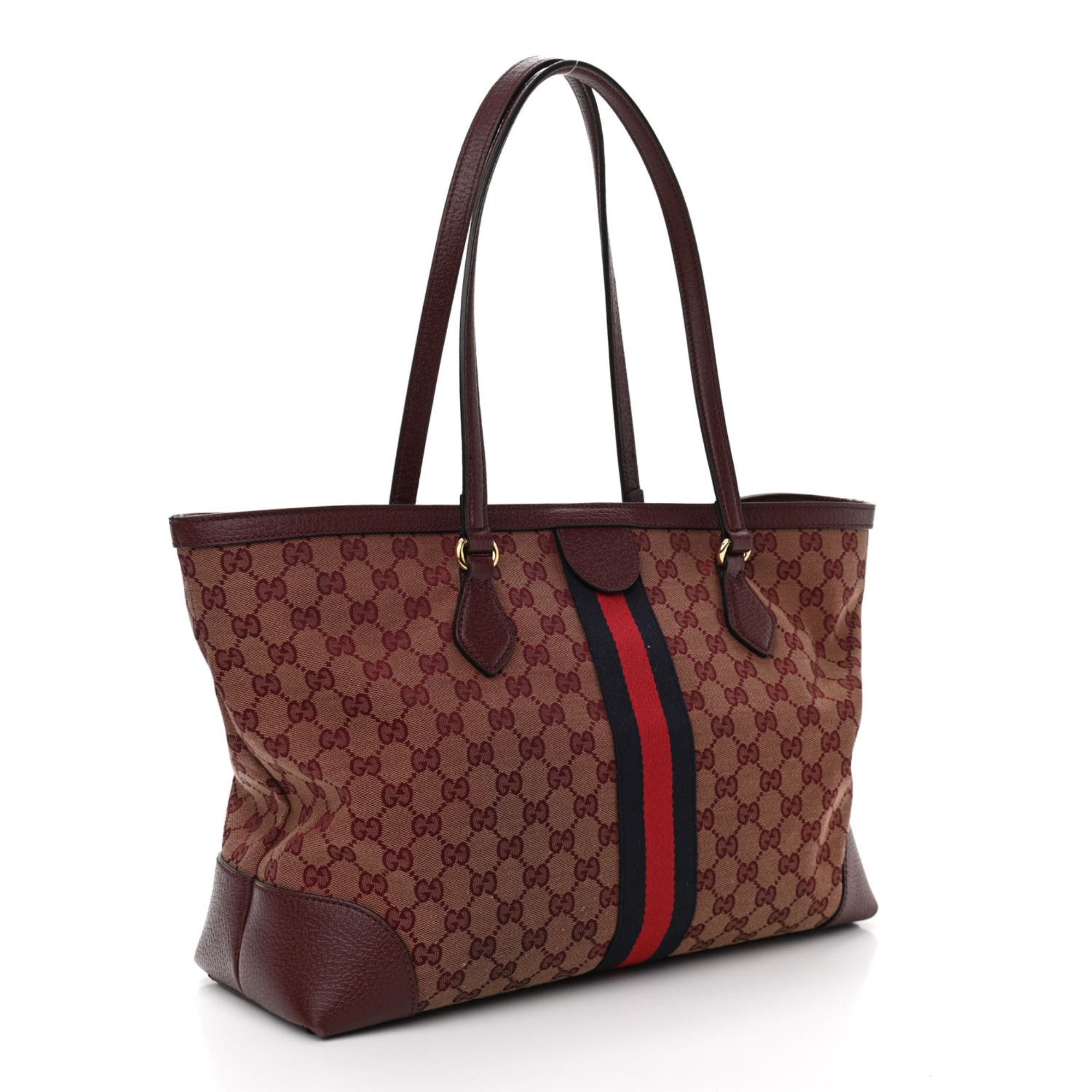 Gucci Monogram Medium Ophidia Shopping Tote Sahara Rubino Burgundy