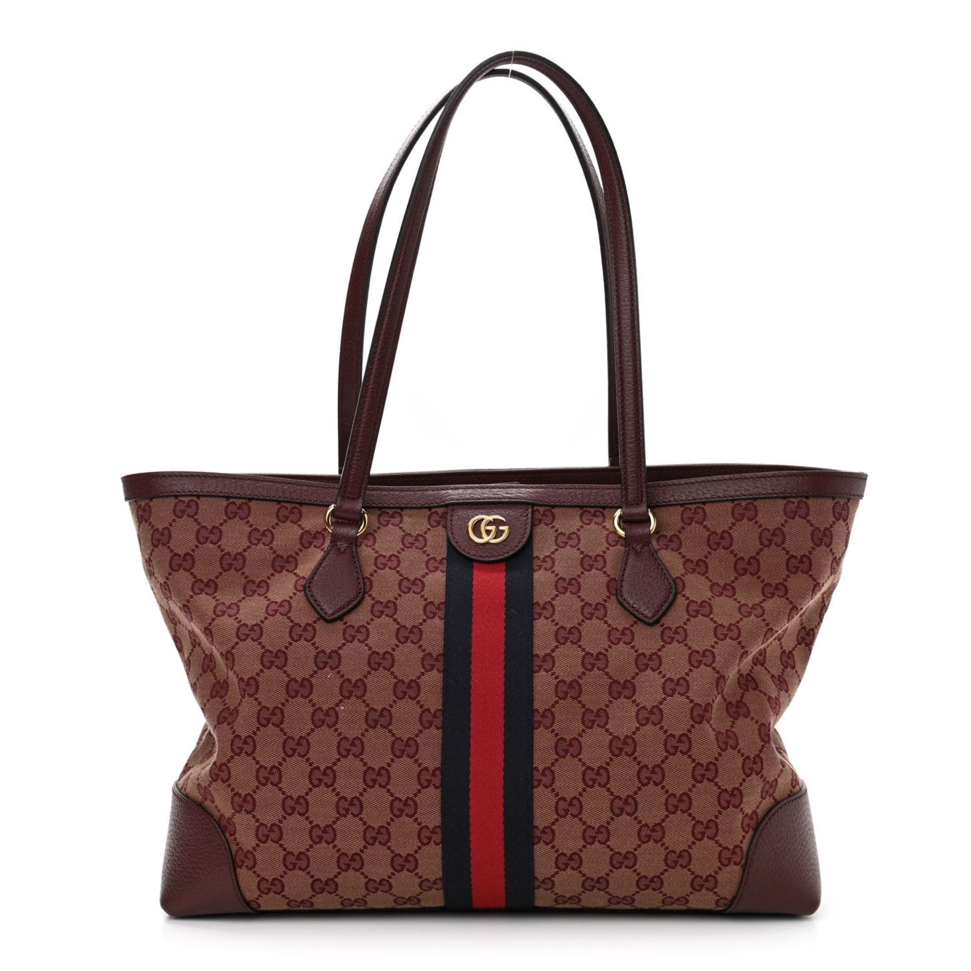 Gucci Monogram Medium Ophidia Shopping Tote Sahara Rubino Burgundy