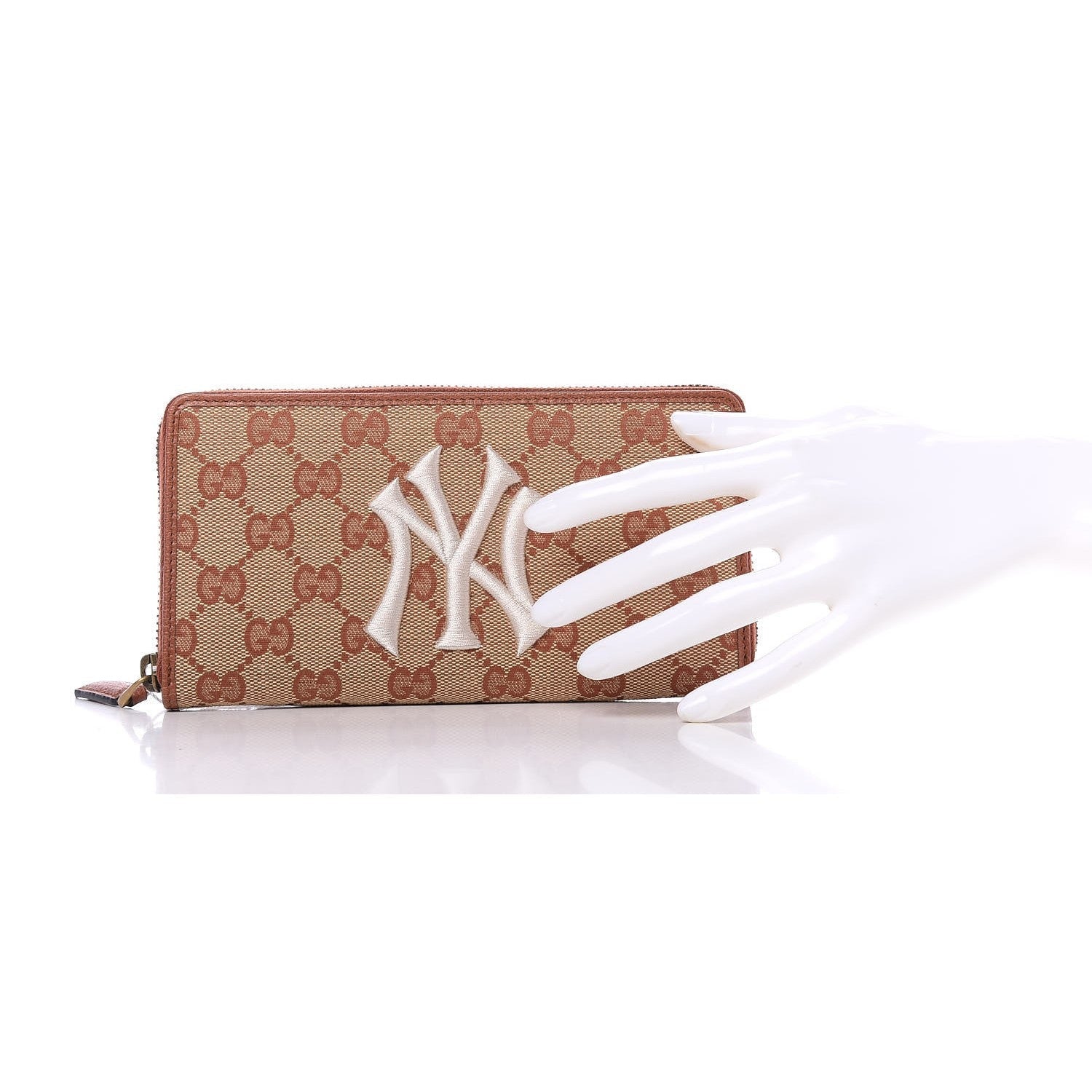 Gucci Monogram NY Yankees Canvas Guccisima Zip Around Wallet