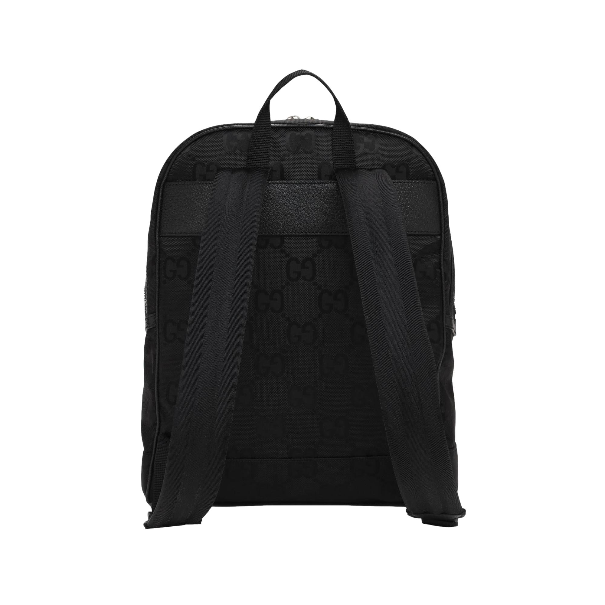 Gucci Off The Grid GG Embroidered Black Nylon Leather Trim Backpack