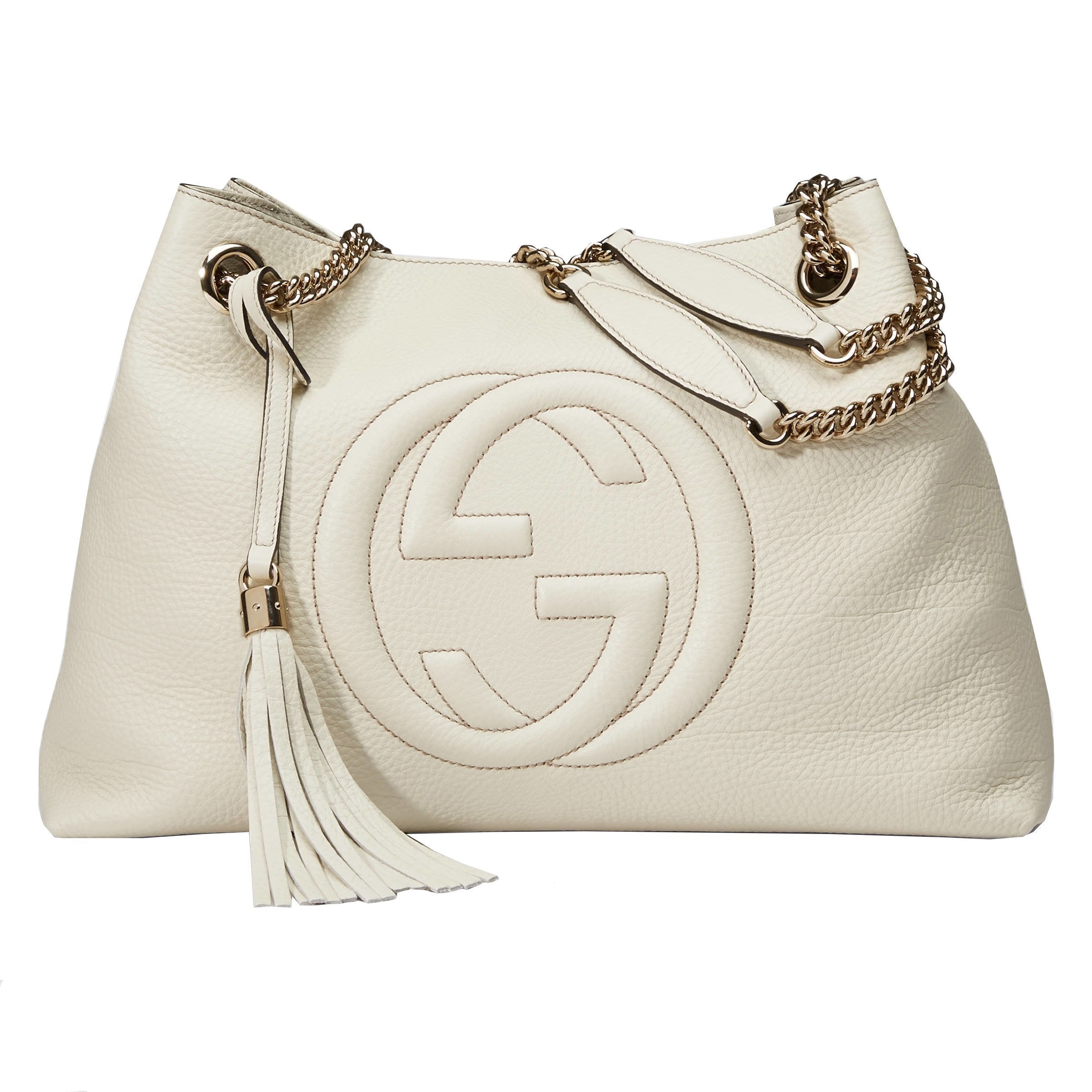 Gucci Soho GG Ivory Leather Chain Shoulder Bag