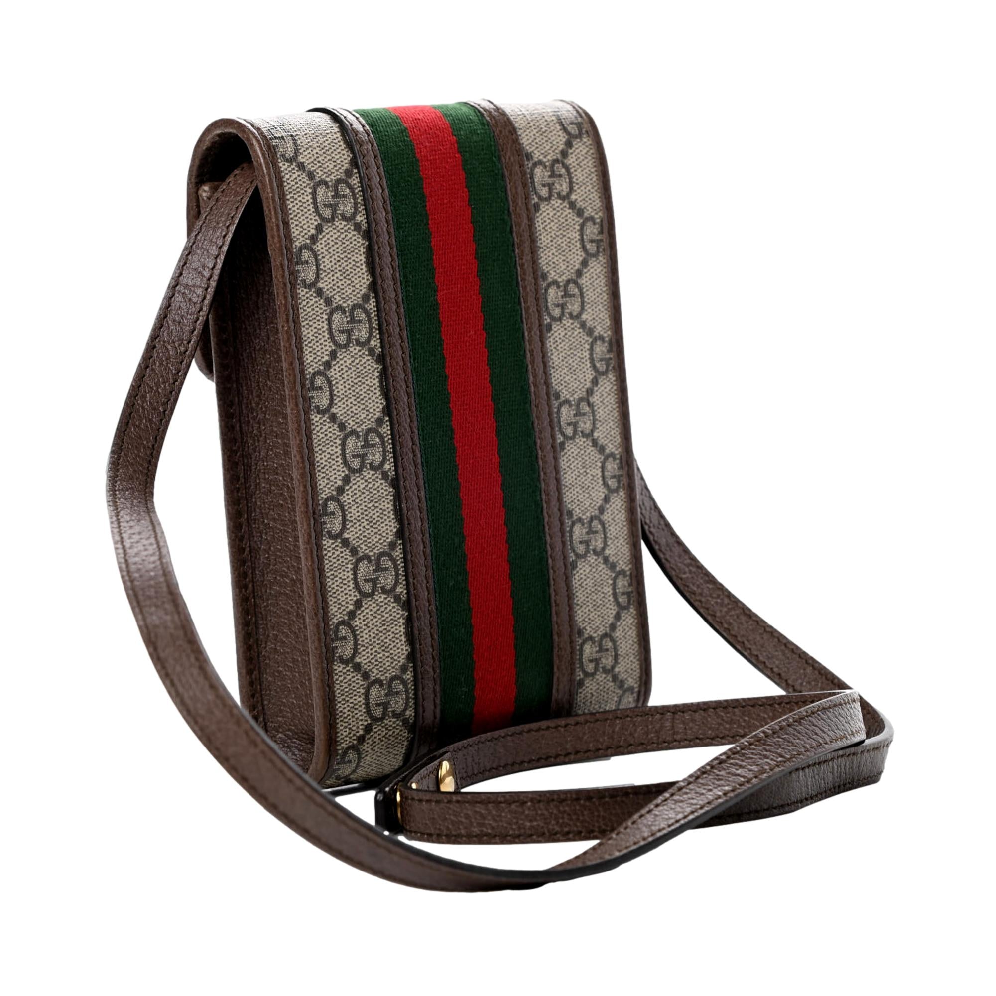 Gucci Ophidia Beige GG Monogram Web Stripe Mini Crossbody Bag