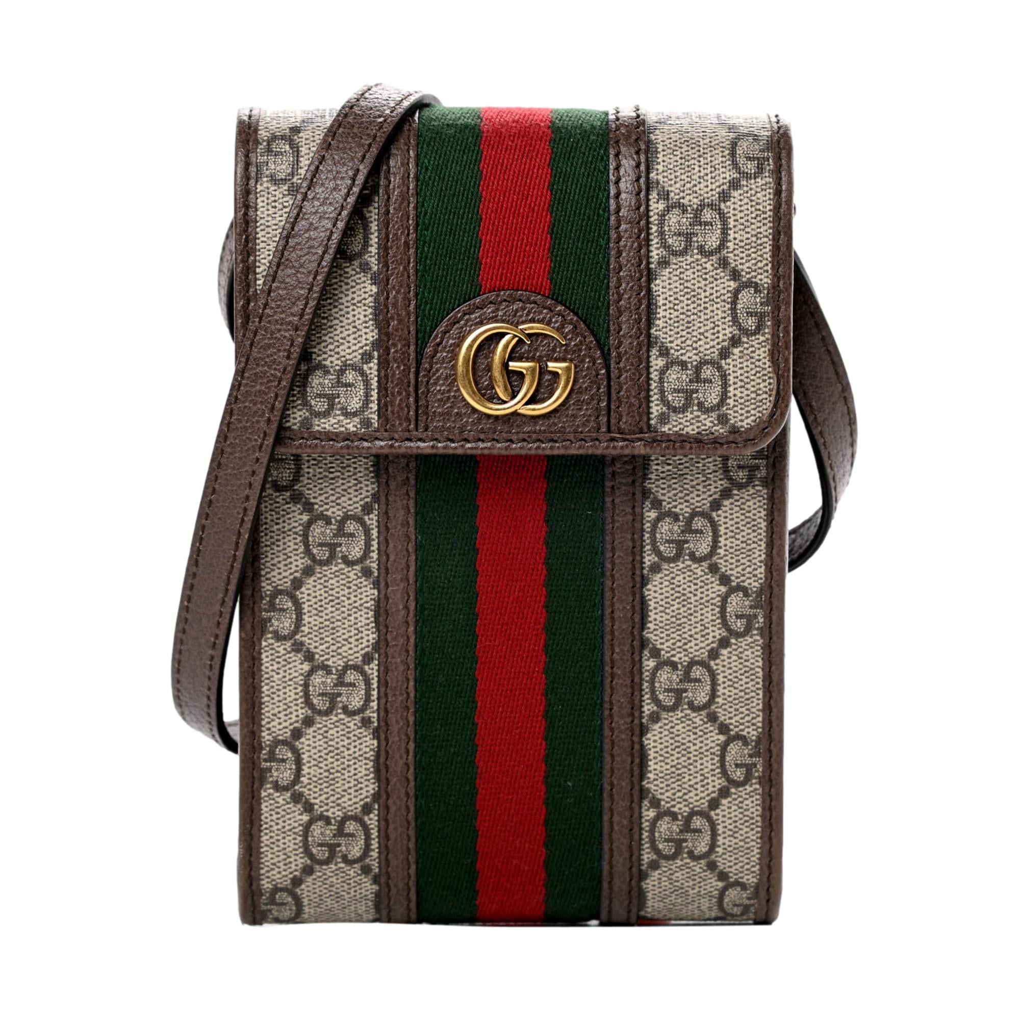 Gucci Ophidia Beige GG Monogram Web Stripe Mini Crossbody Bag