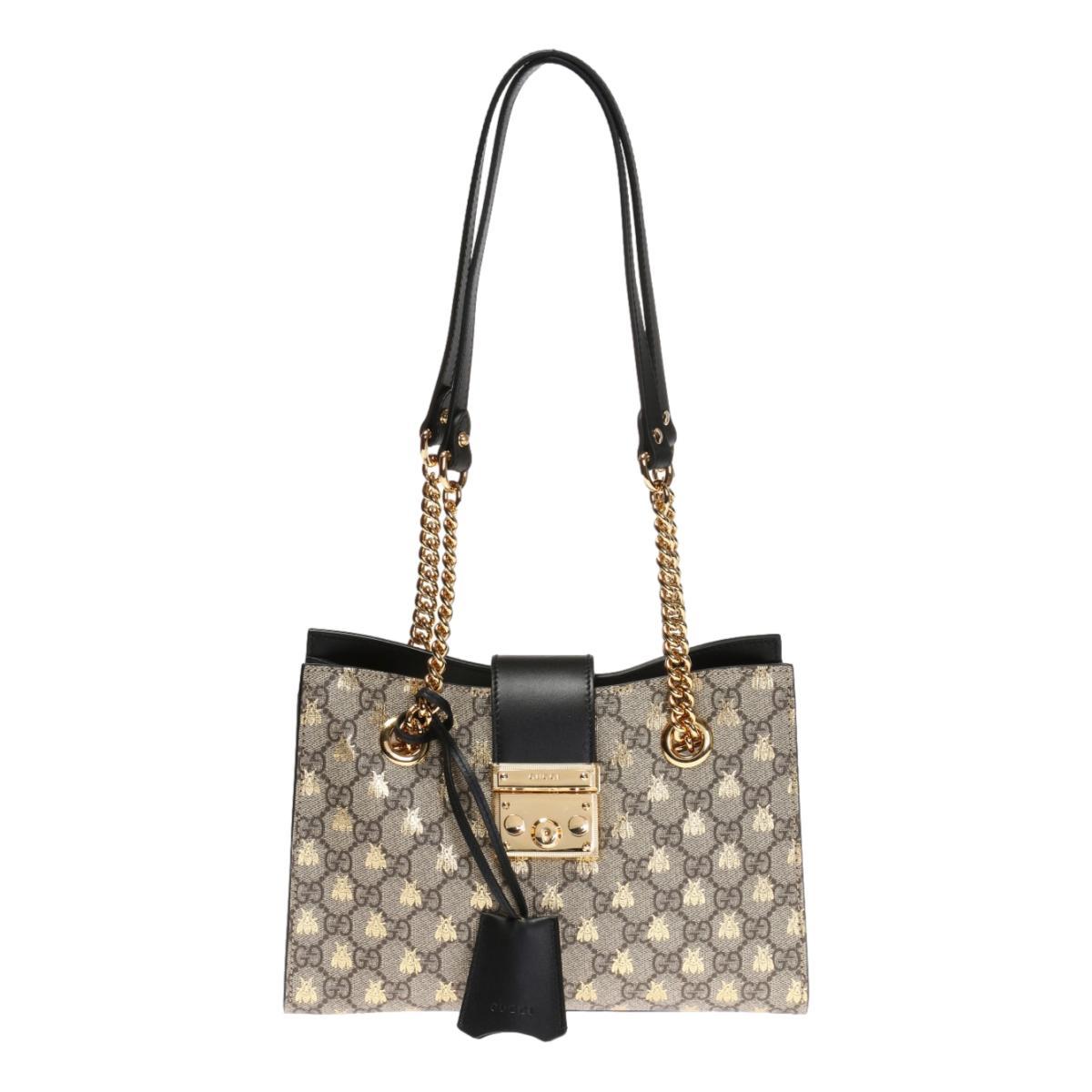 Gucci Padlock Small GG Bees Shoulder Bag