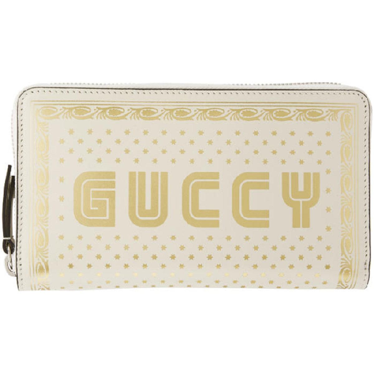 Gucci Sega Guccy Stars White Moon Gold Zipper Leather Wallet