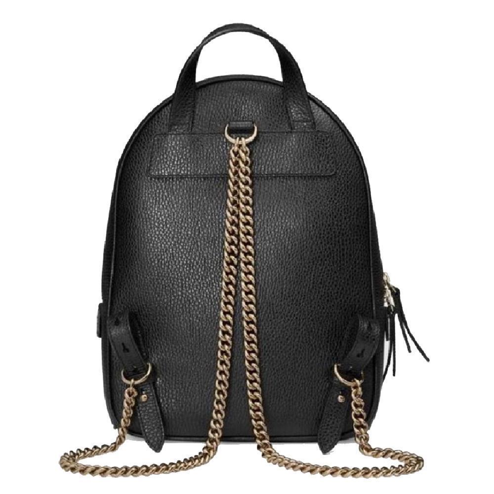 Gucci Soho GG Logo Black Leather Backpack Chain Straps