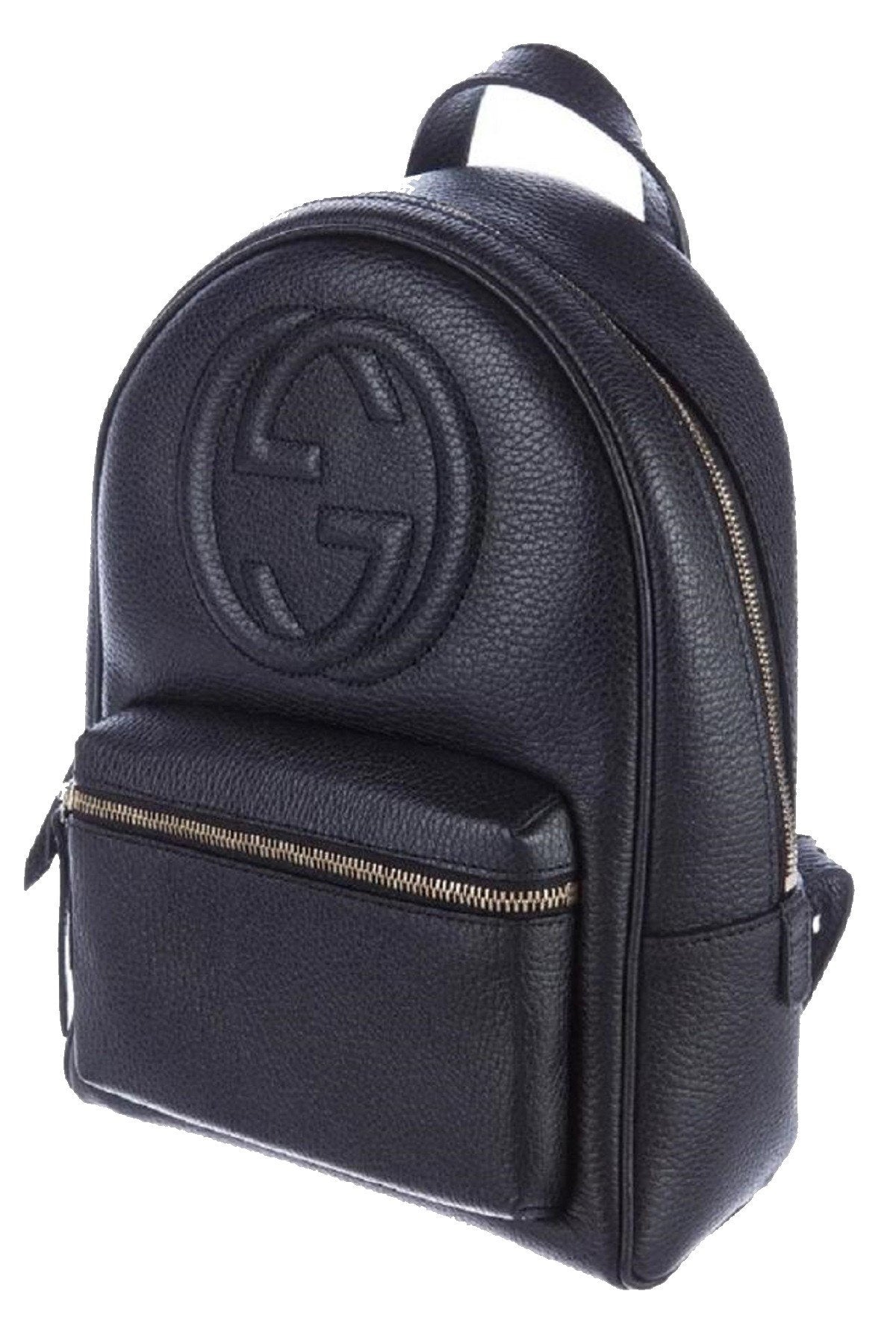 Gucci Soho GG Logo Black Leather Backpack Chain Straps