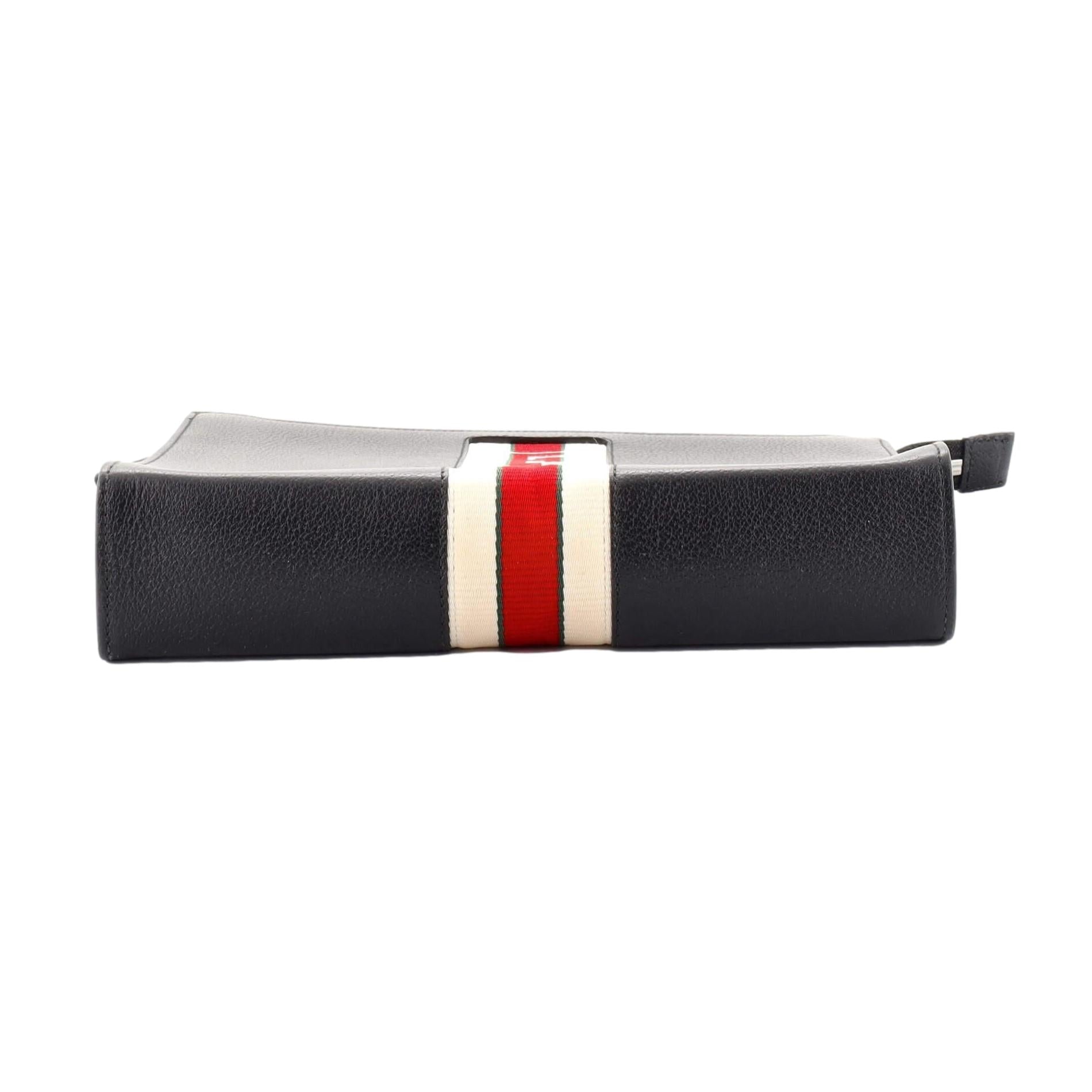 Gucci Sport Black Leather Cosmetic Case Pouch Clutch Bag