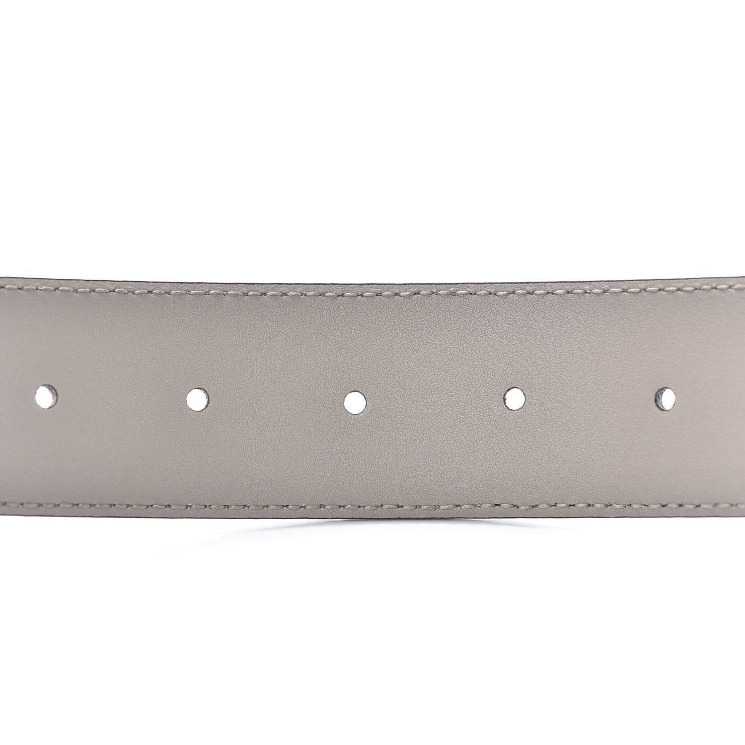 Gucci Storm Grey Leather Interlocking GG Buckle 85/34 Belt