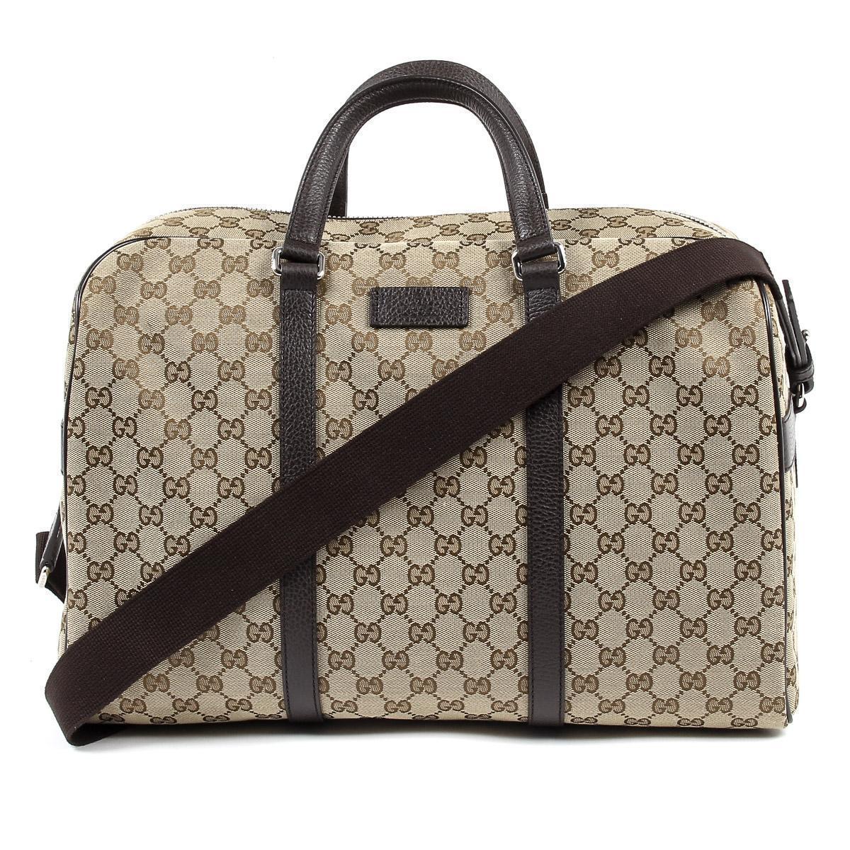 Gucci Unisex Classic Luggage Original GG Canvas Carry On Duffle Travel Bag