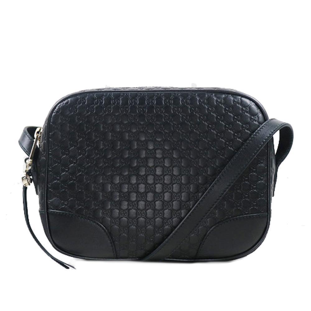 Gucci Bree Black Leather Microguccisima GG Cross Body Bag