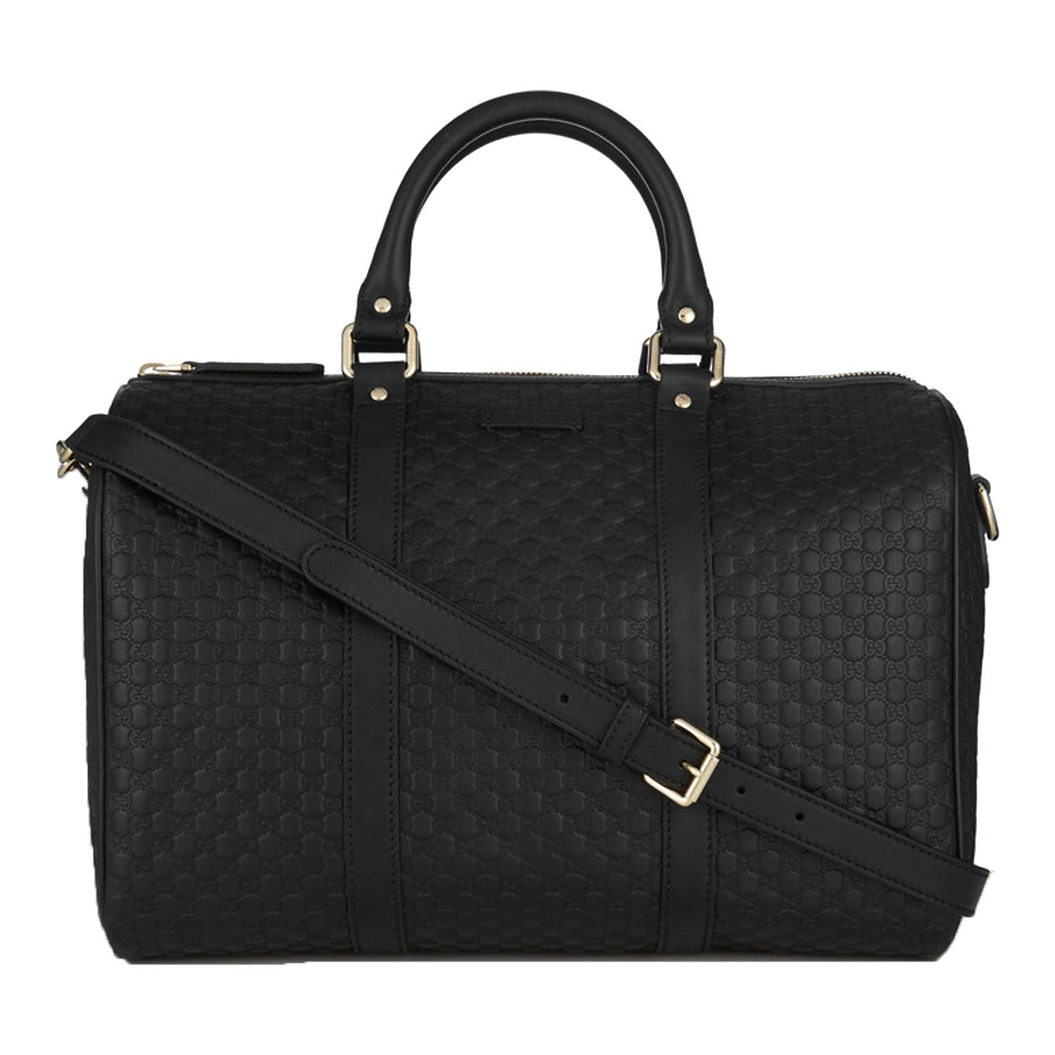 Gucci Microguccissima GG Black Leather Embossed Boston Bag