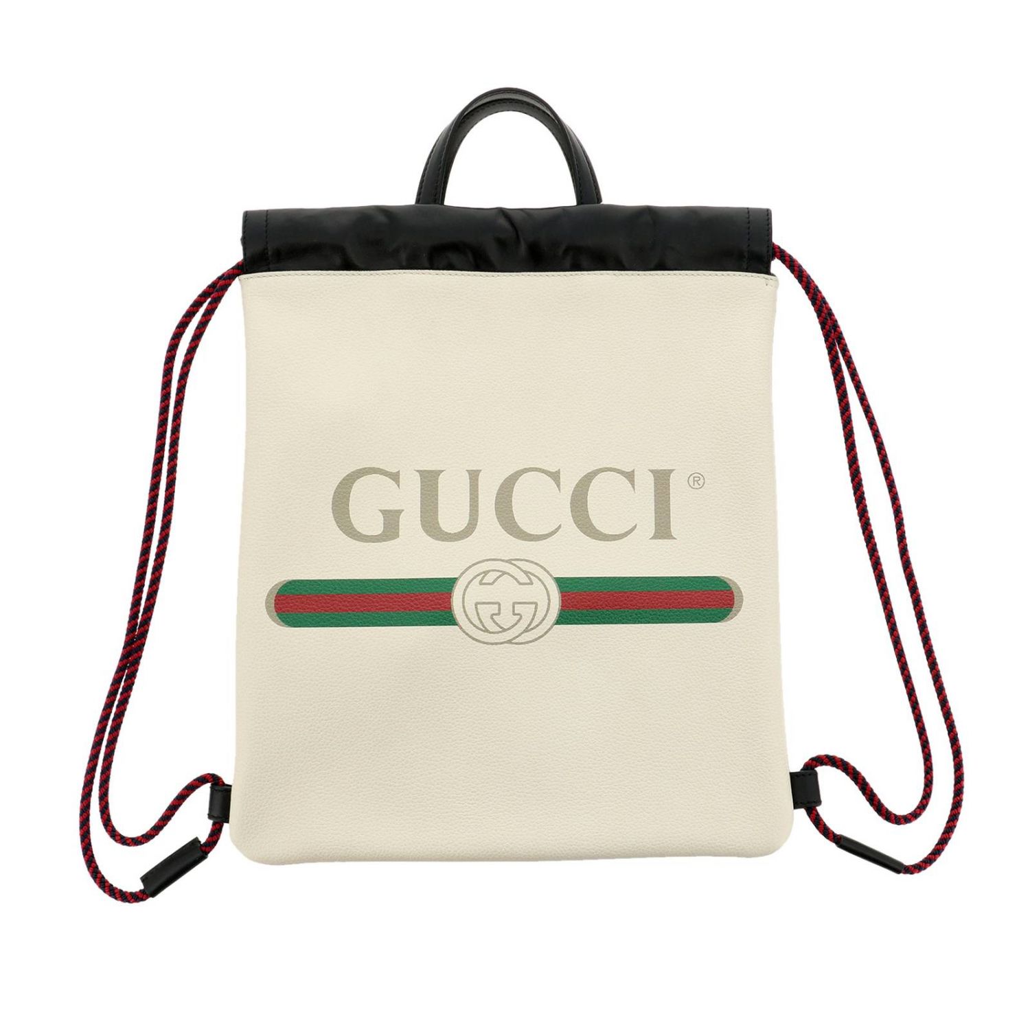 Gucci Zaino White Cripto Logo Drawstring Backpack