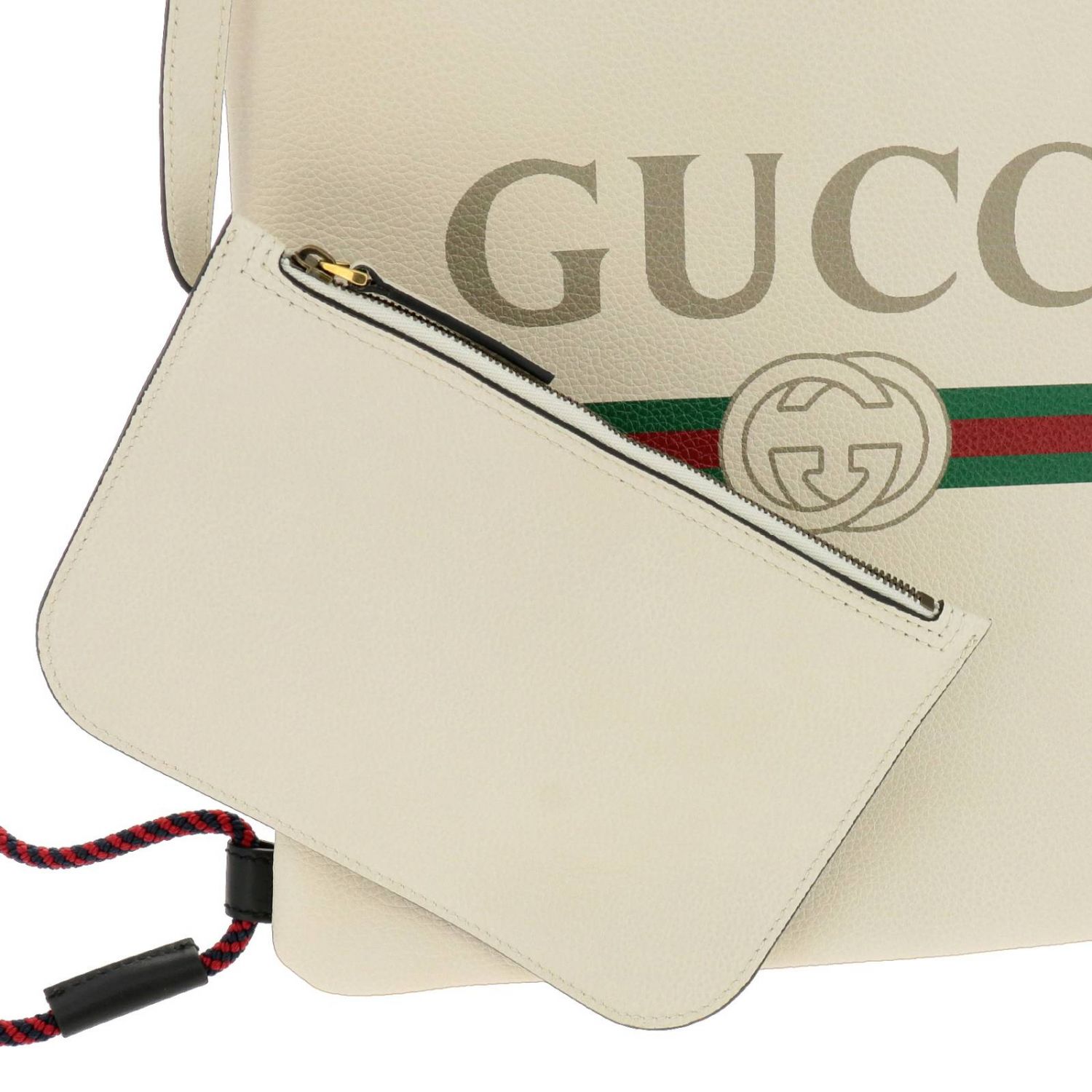 Gucci Zaino White Cripto Logo Drawstring Backpack